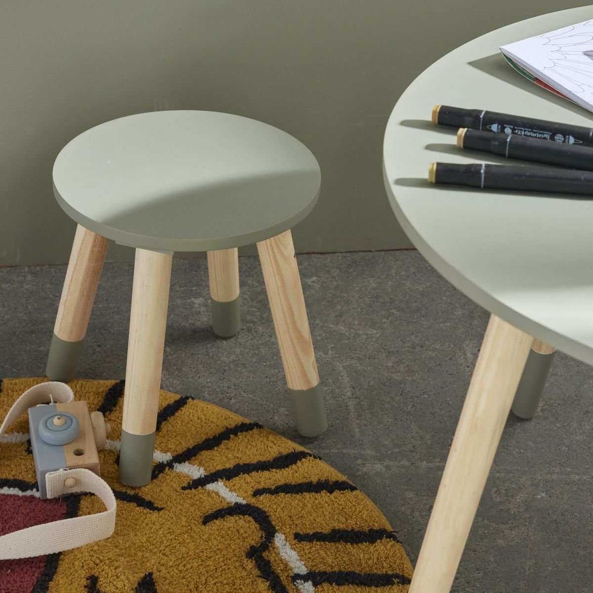 Tabouret rond en mdf FACTORY Vert