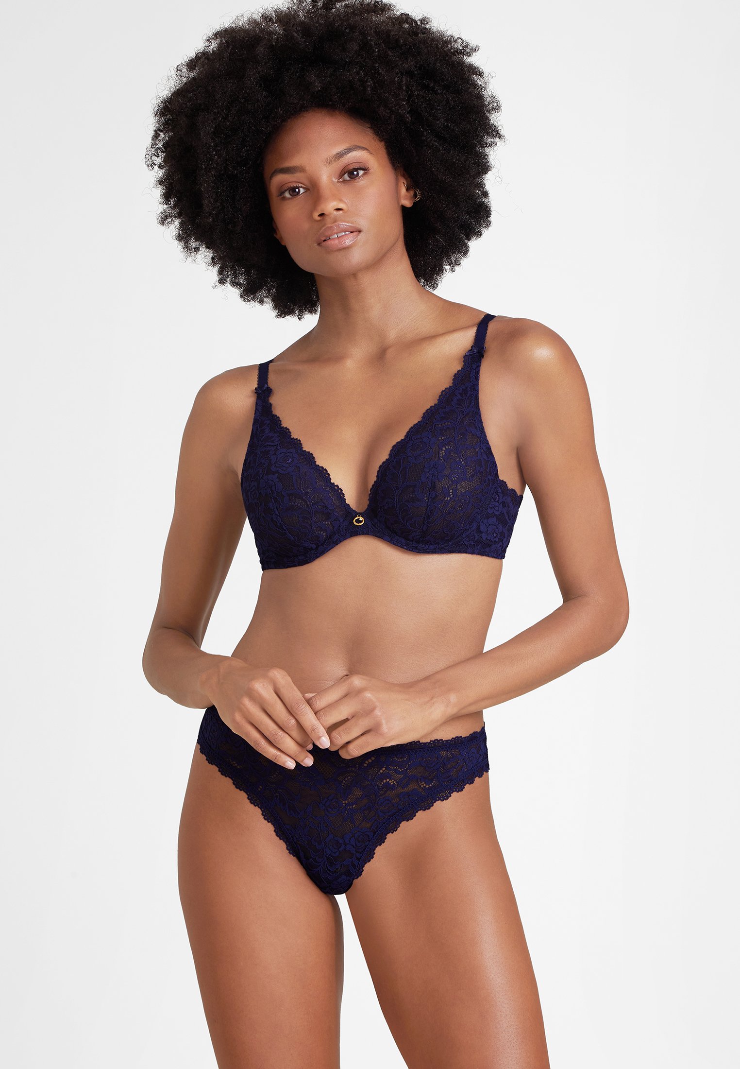 A la Folie kohl black underwired triangle bra AUBADE Blue