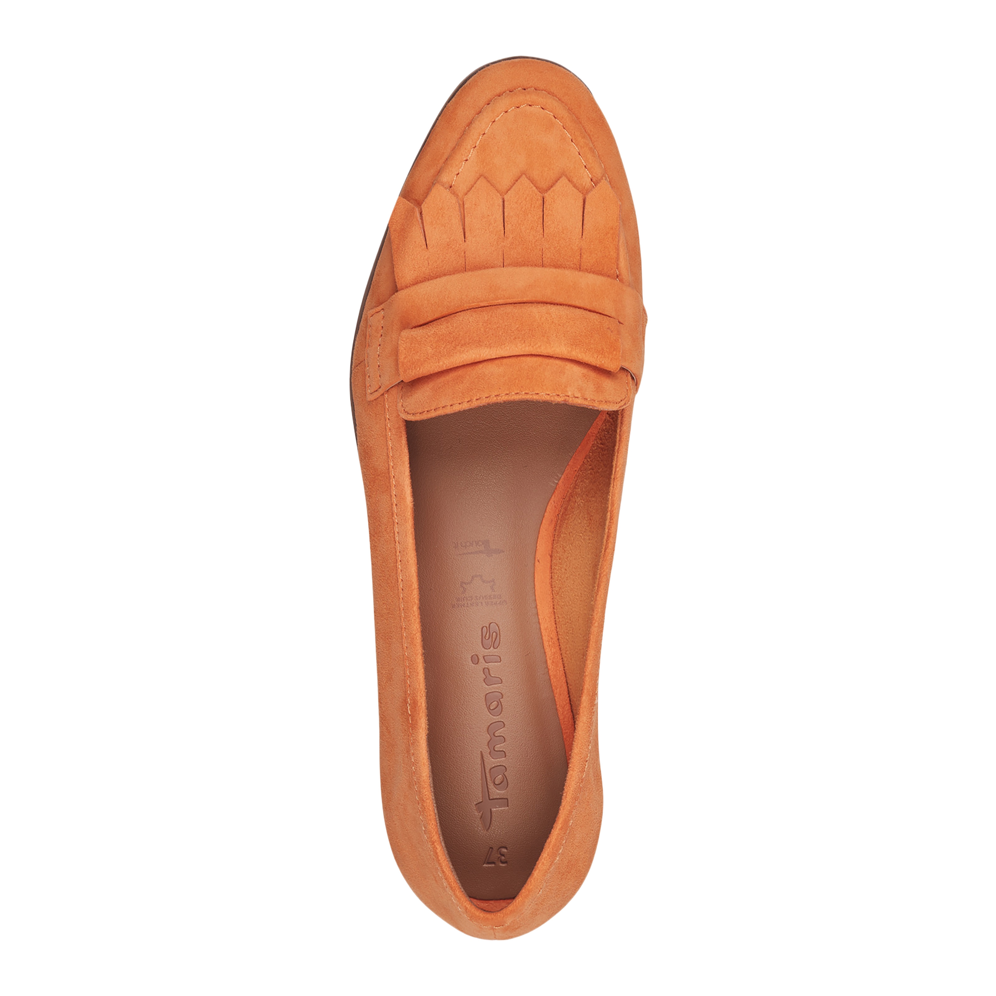 Leather moccasins TAMARIS Orange