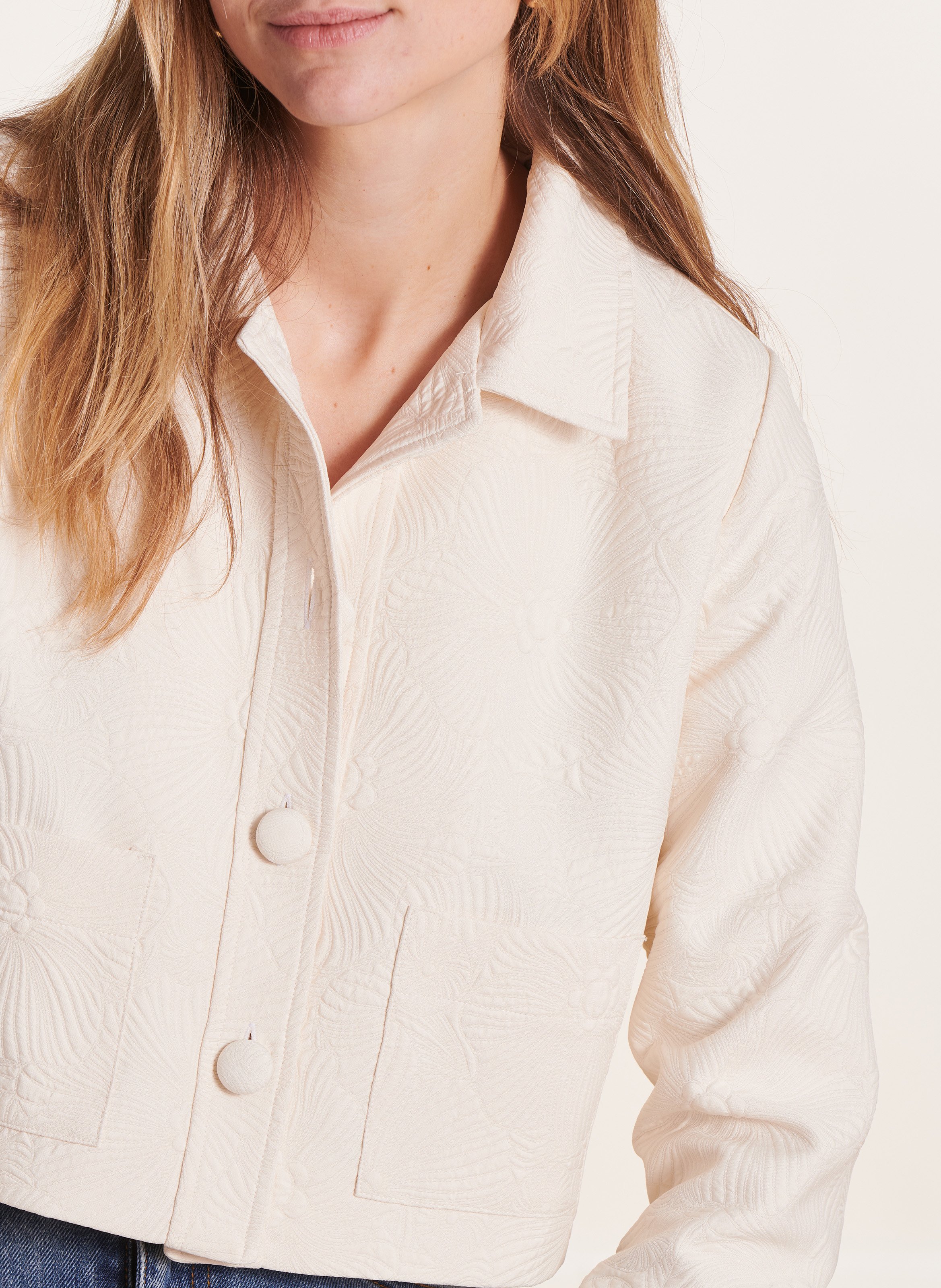 Veste courte col classique  Blanc