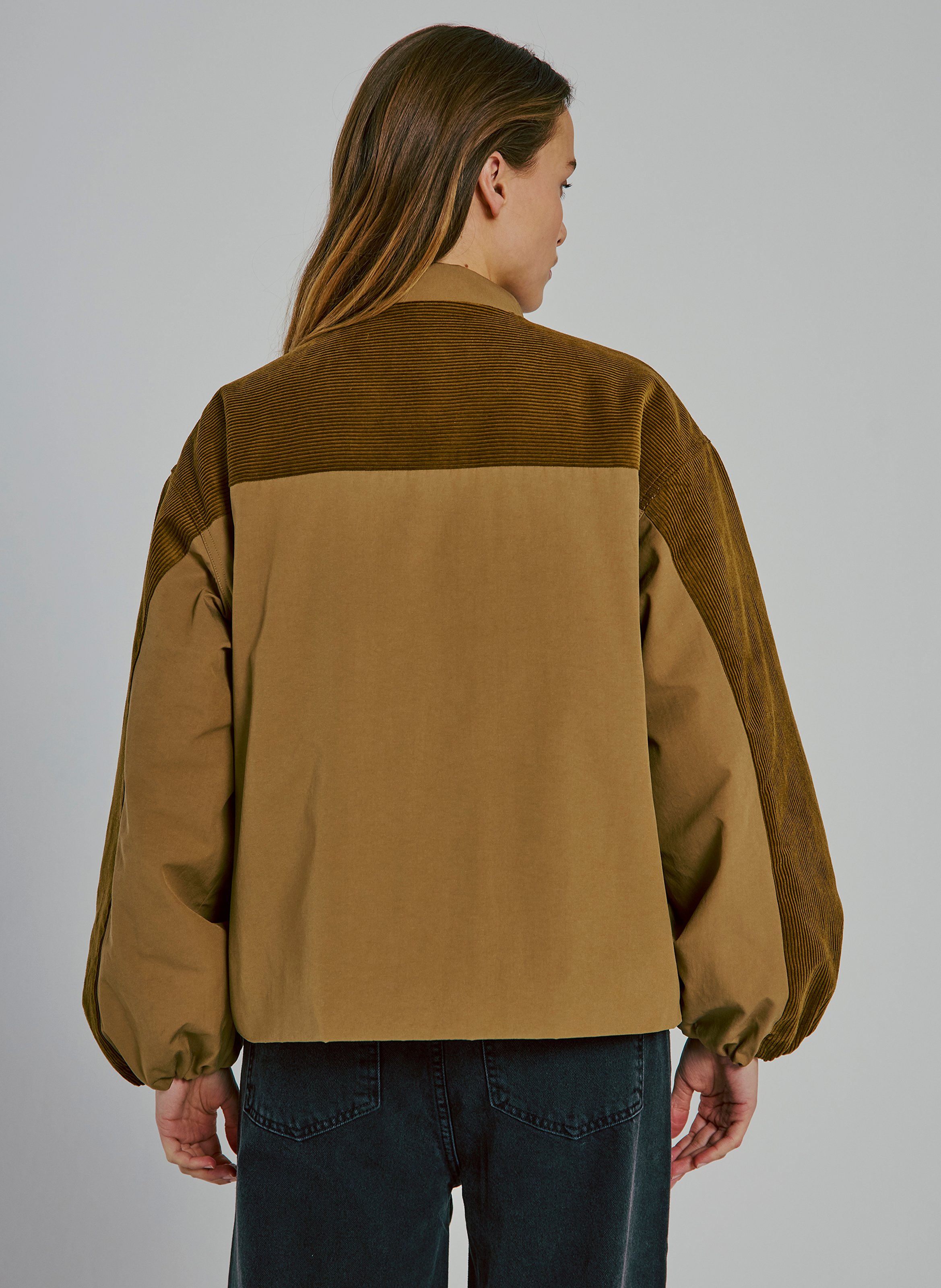 Blouson col montant en coton mélangé NORR Vert