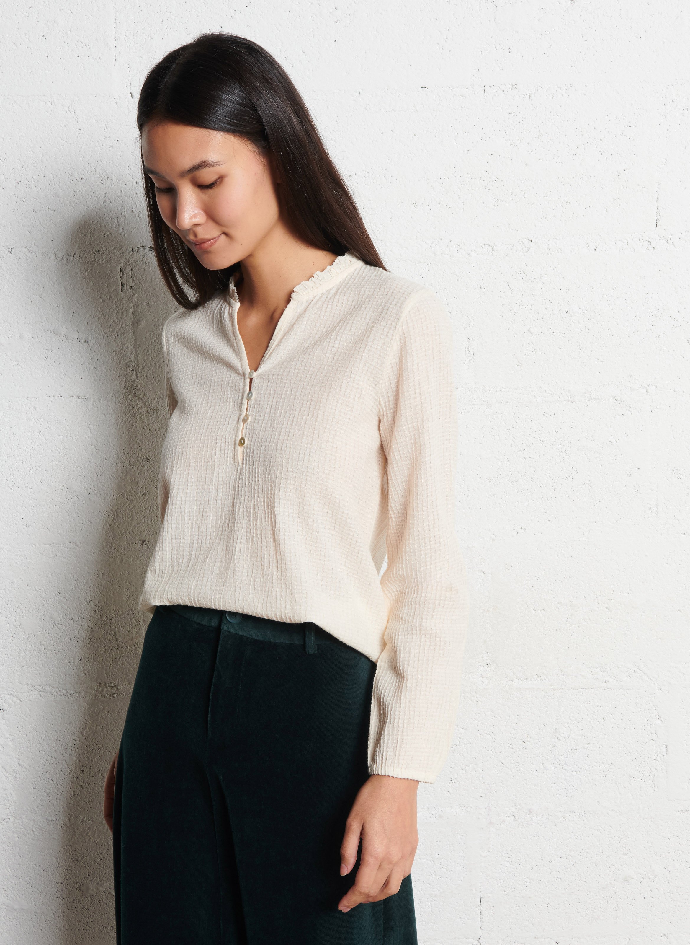 Top droit en coton NICE THINGS Beige