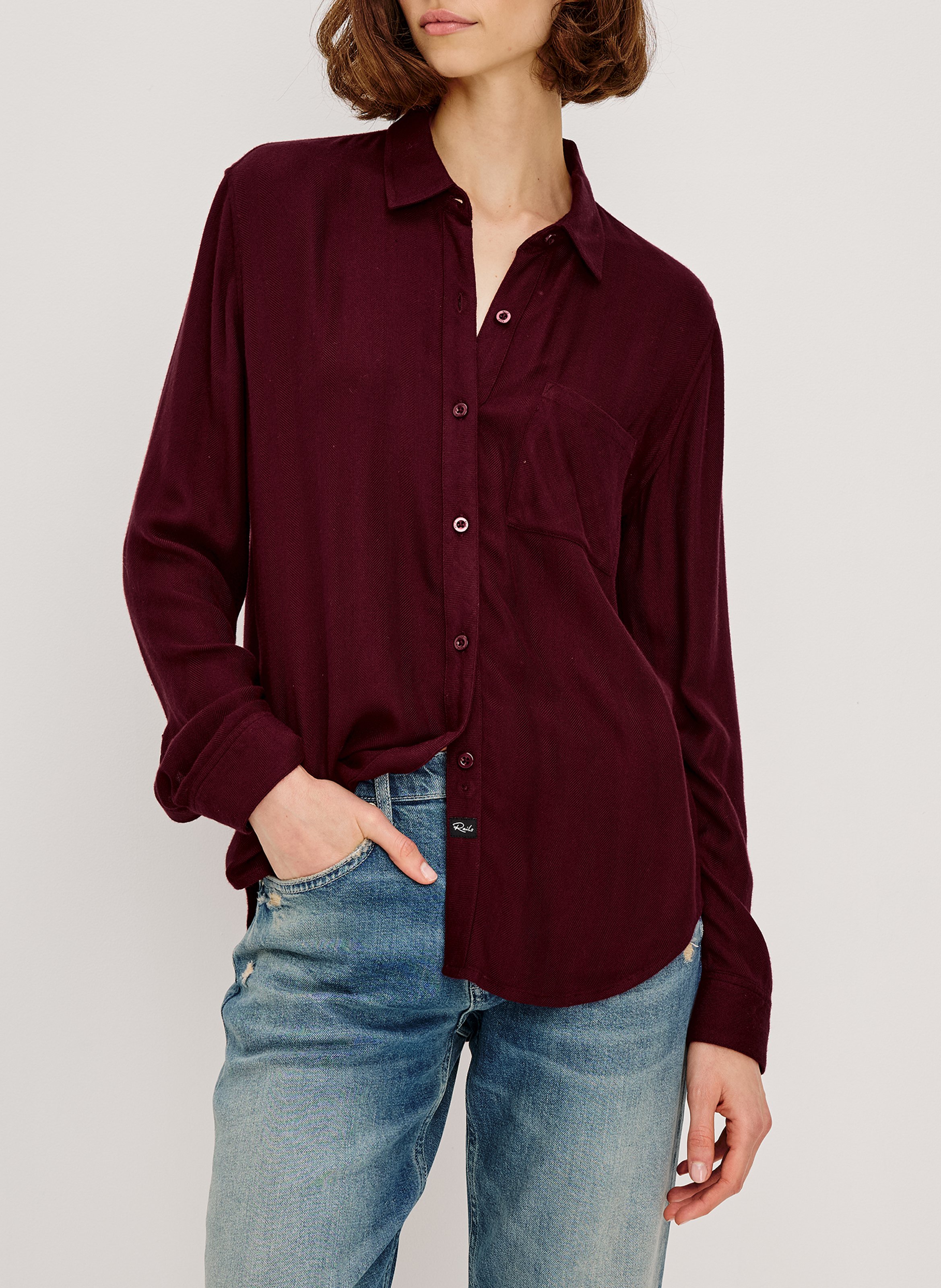 Chemise droite à carreaux RAILS Rouge