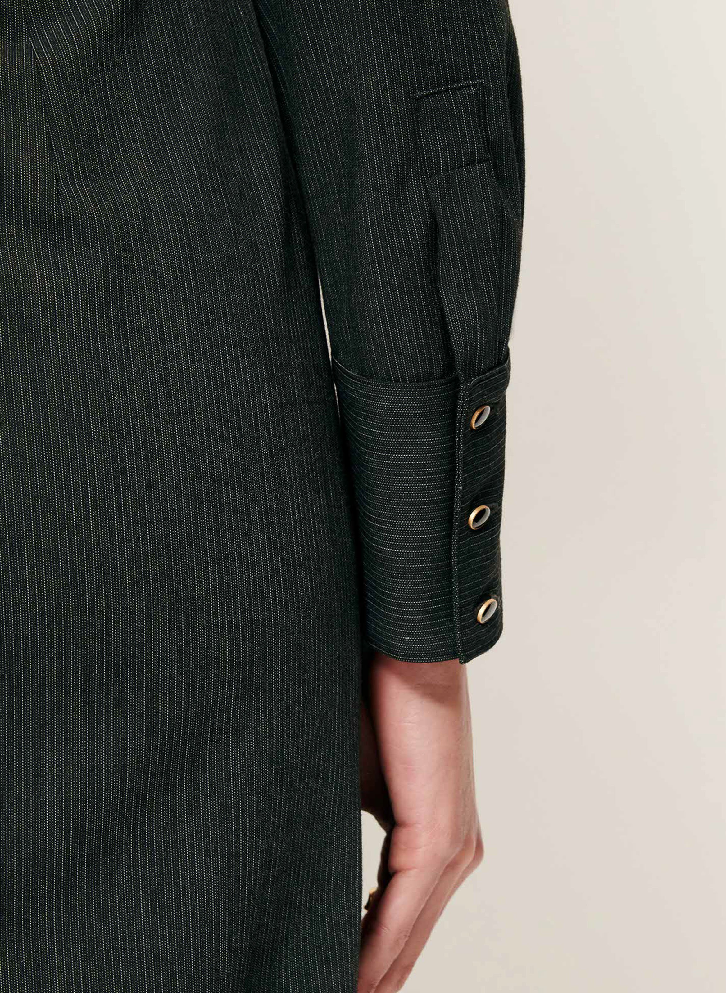 Fitted midi dress with fine stripes SESSUN Grey