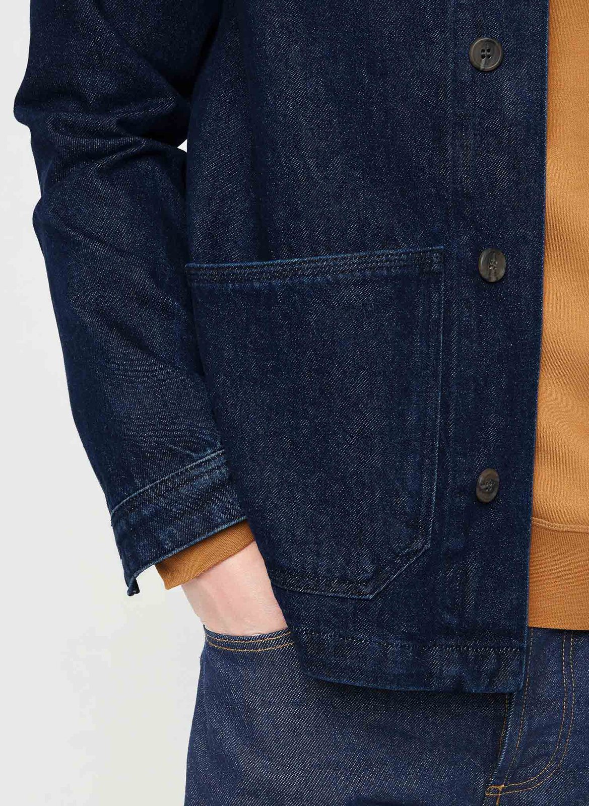 Shirt with classic collar in blended cotton denim FAGUO Raw denim