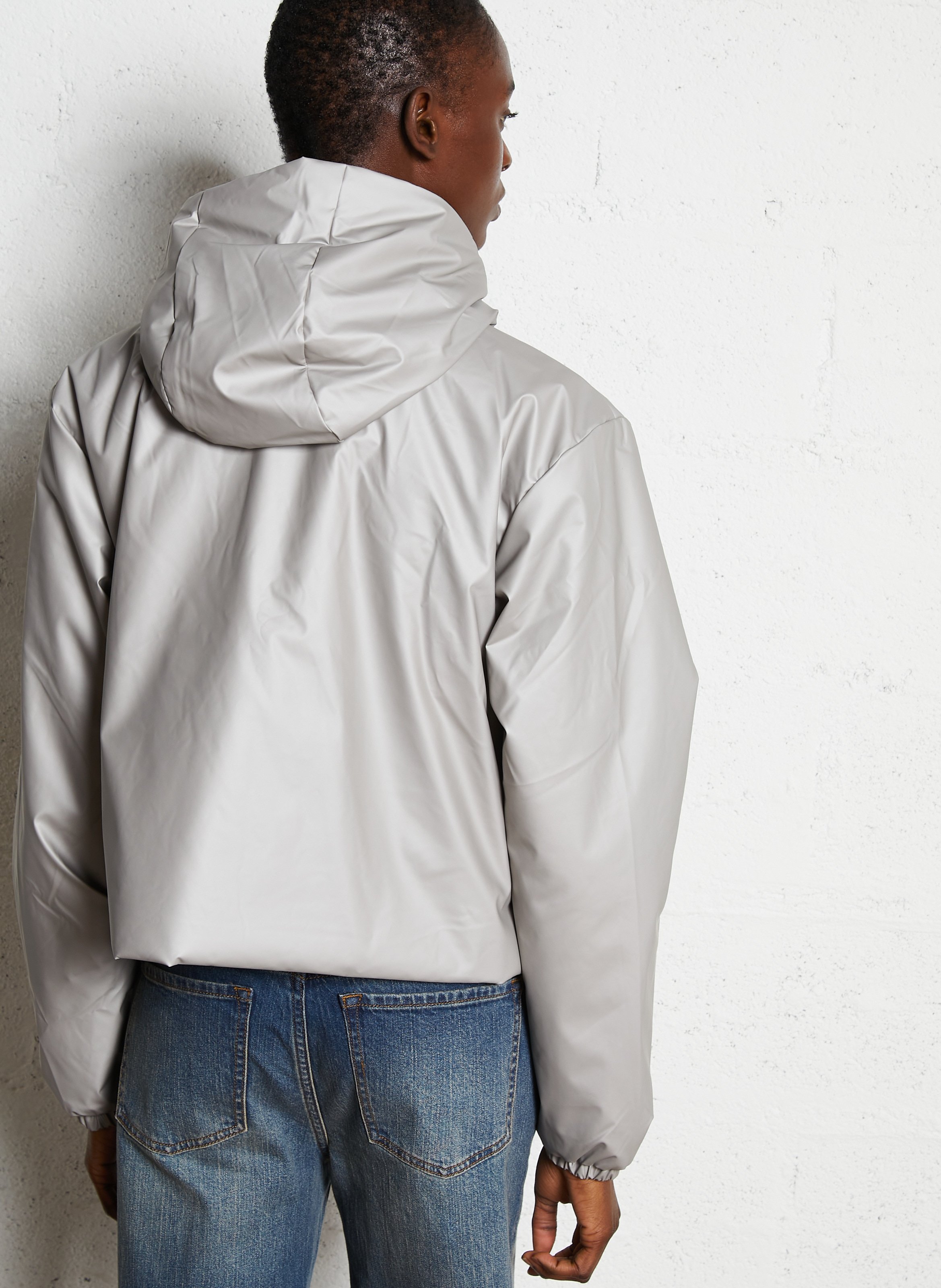 Imperméable droit col montant à capuche RAINS Gris