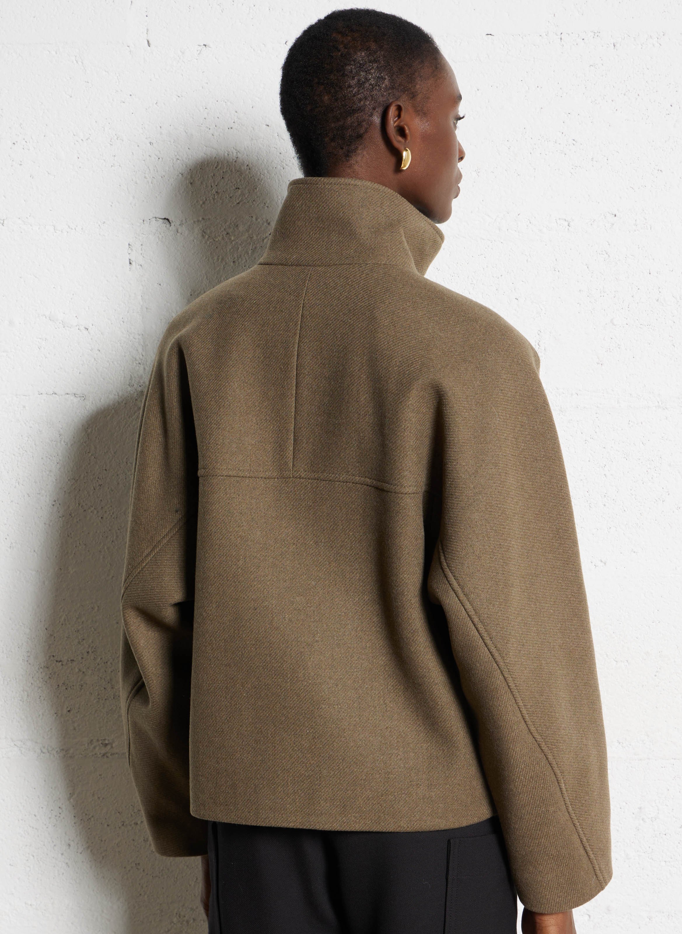 Veste col rond en laine mélangée POMANDERE Vert