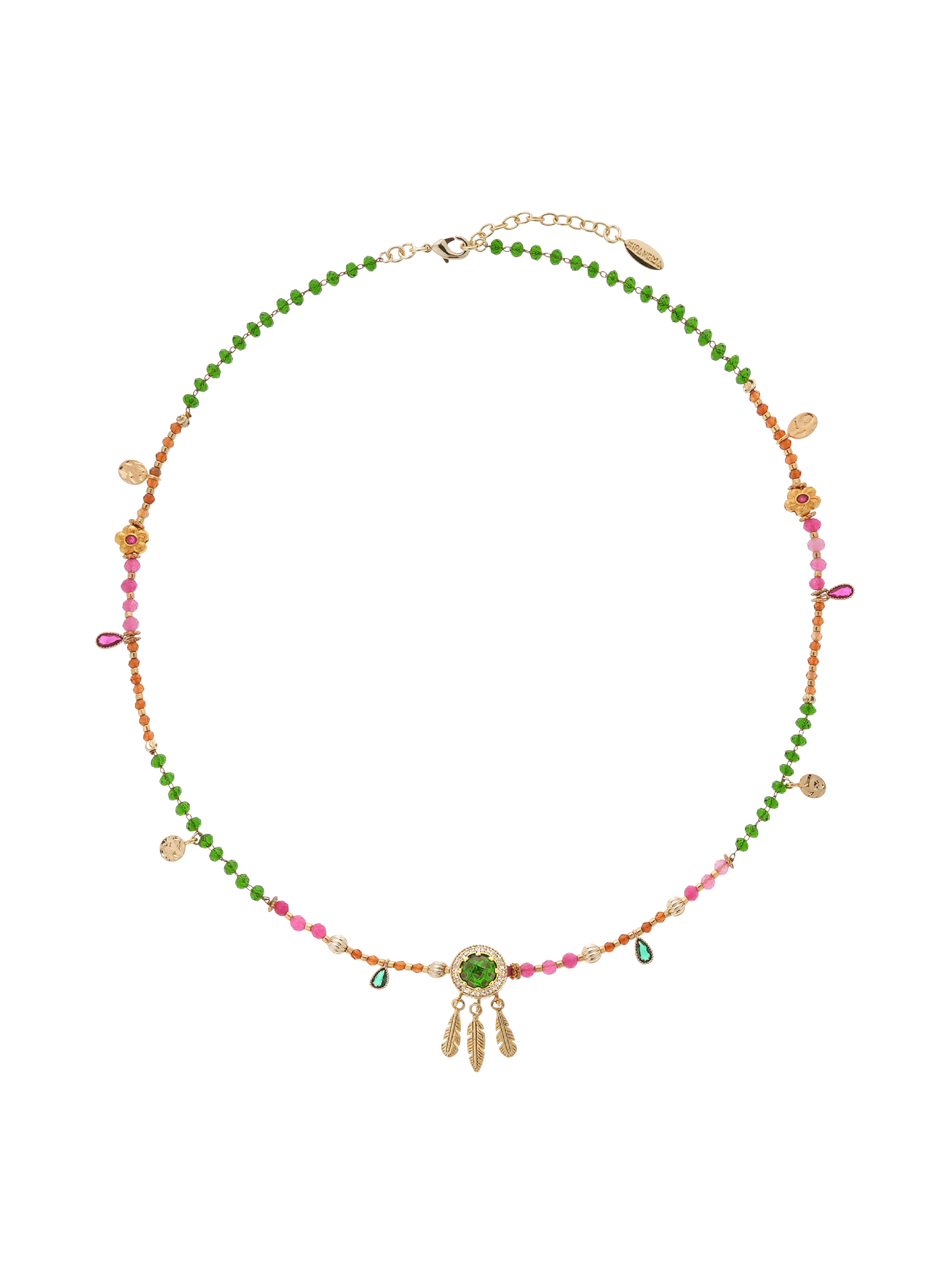 Pearl necklace with pendants HIPANEMA Green