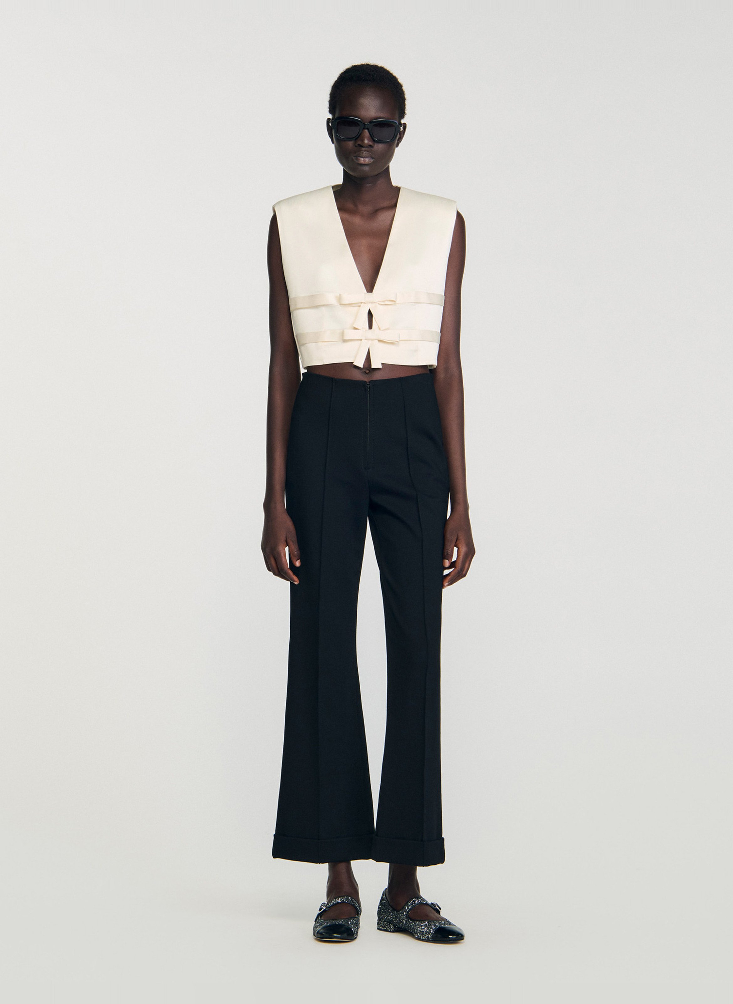 High-waisted flared pants SANDRO Black