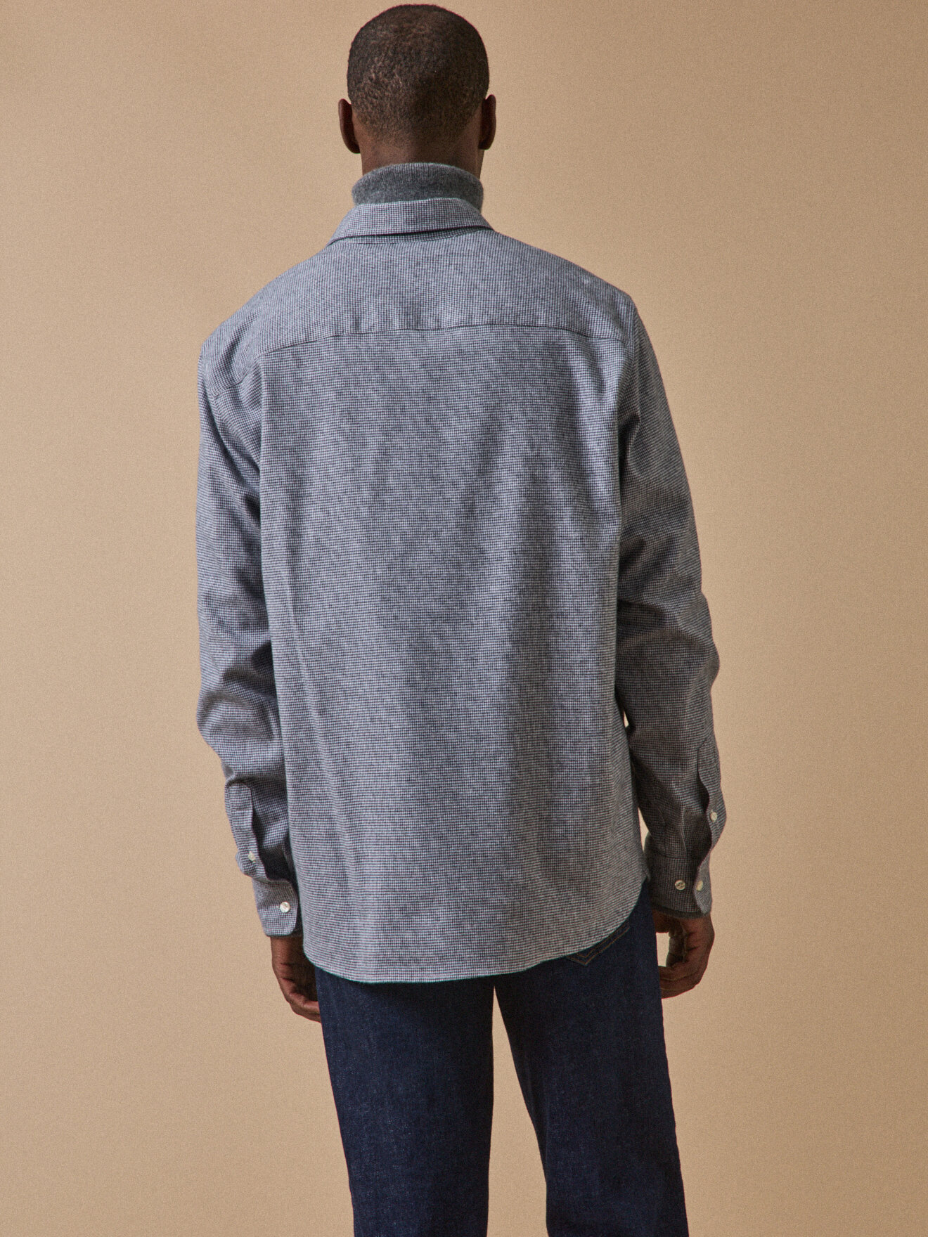 Contemporary cut pied-de-poule flannel shirt CYRILLUS Grey