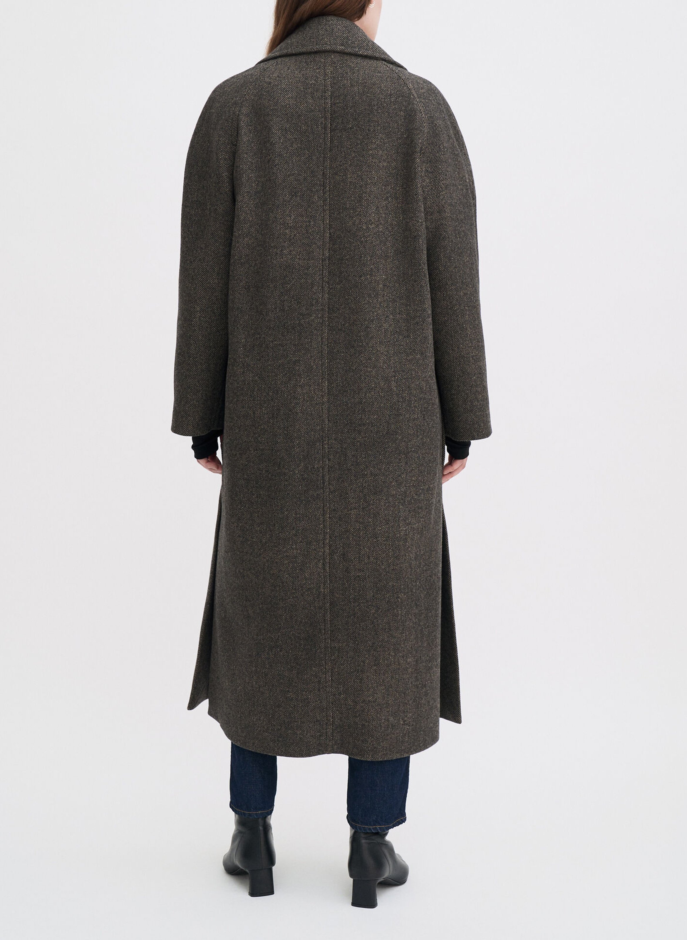 Gerader Mantel aus recycelter gemischter bedruckter Wolle FILIPPA K Braun