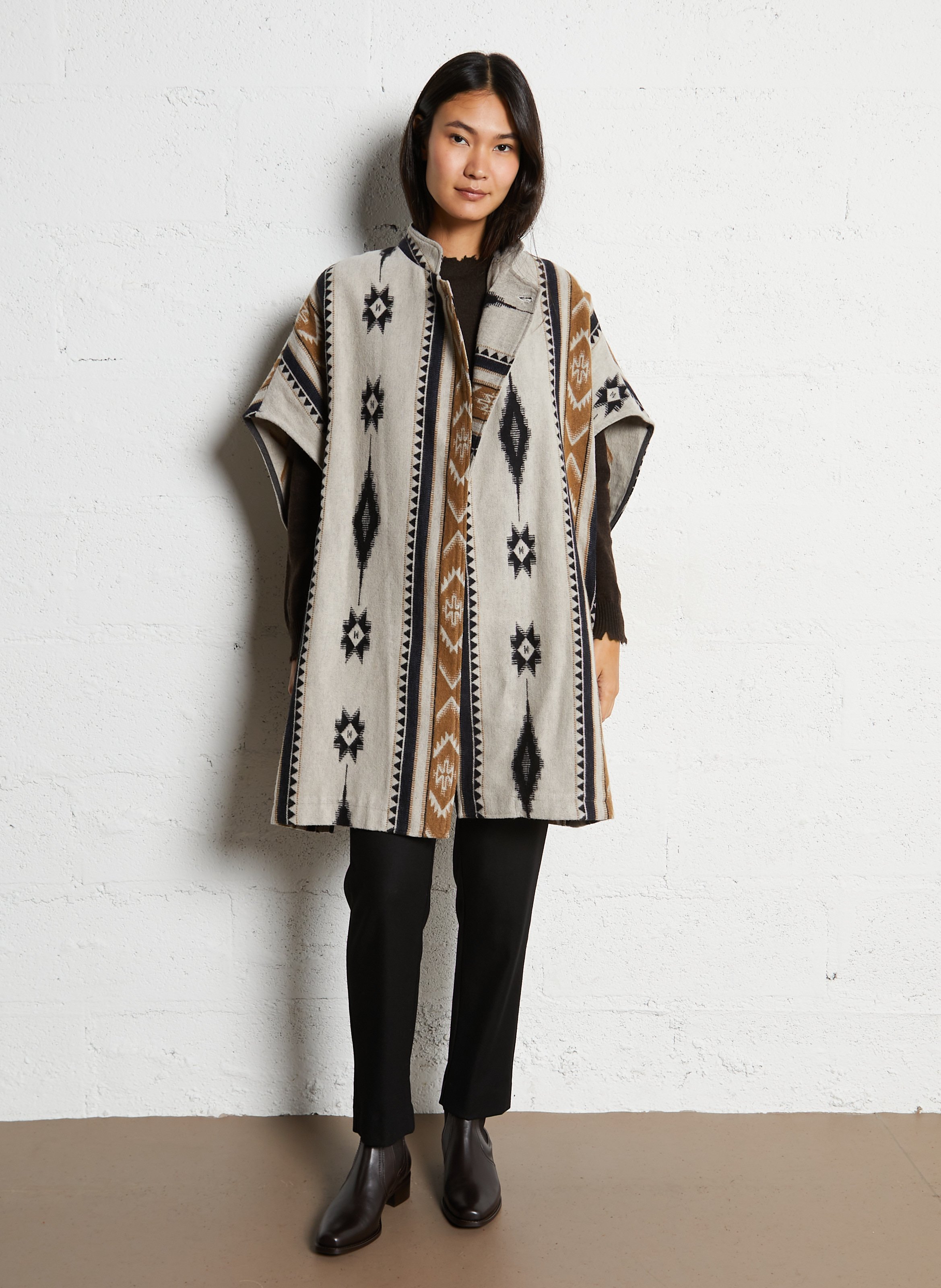 Aztec pattern poncho Blue