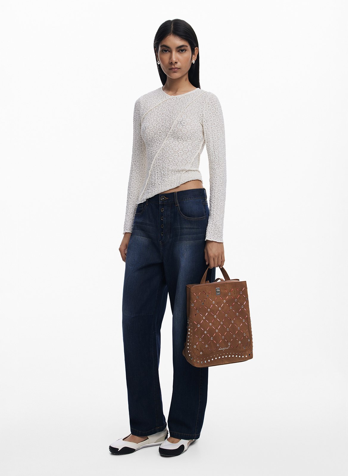 Sac à dos clouté DESIGUAL Marron