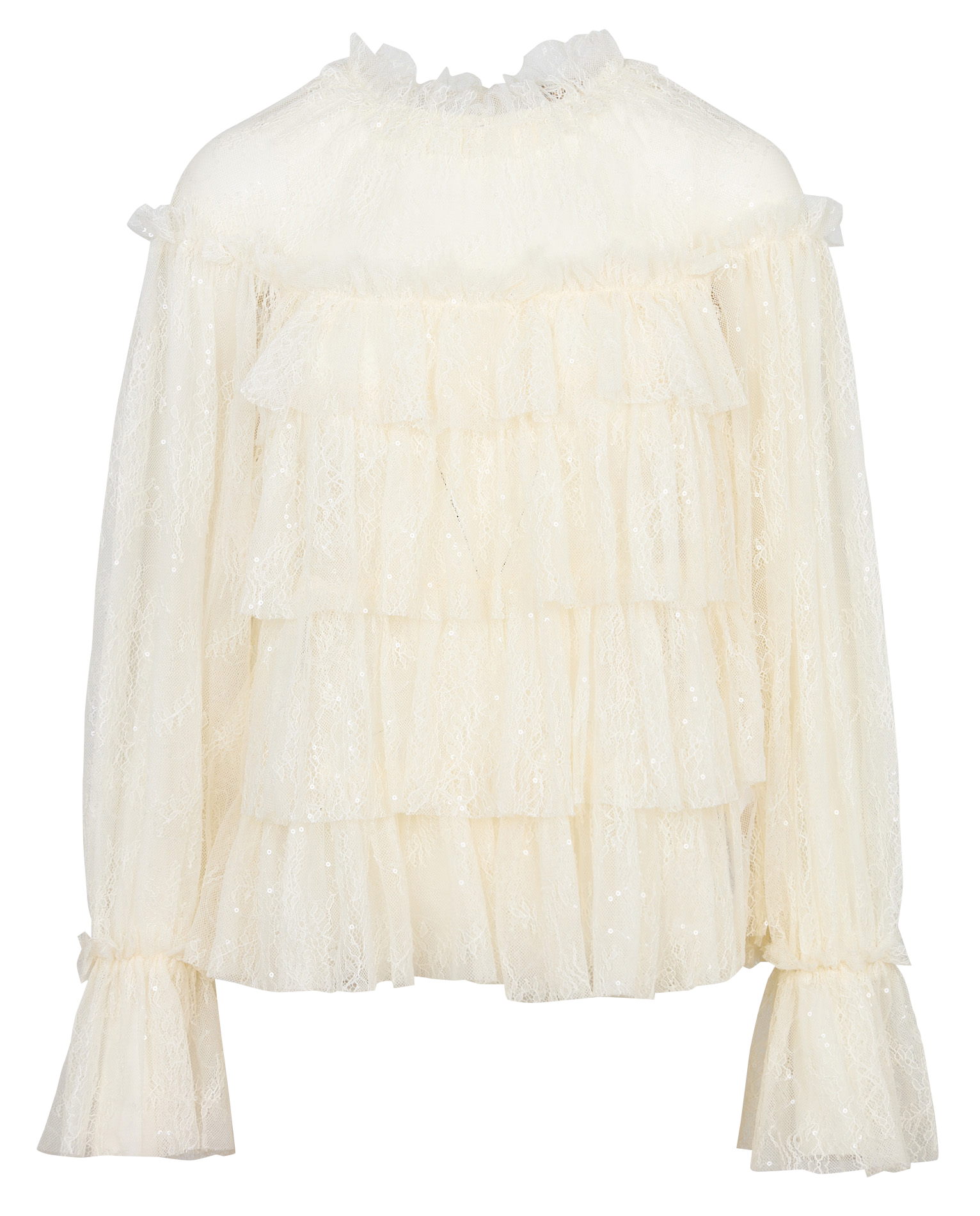 Straight round neck lace blouse STELLA NOVA Beige