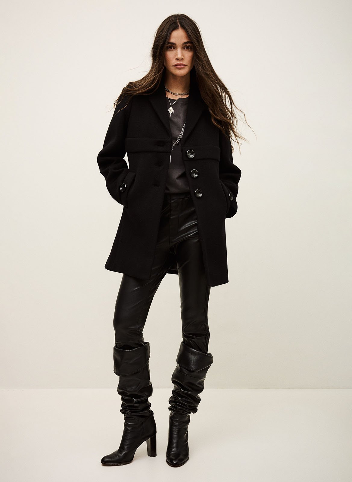 Oversized jas met reverskraag van gemengd wol BA&SH Zwart