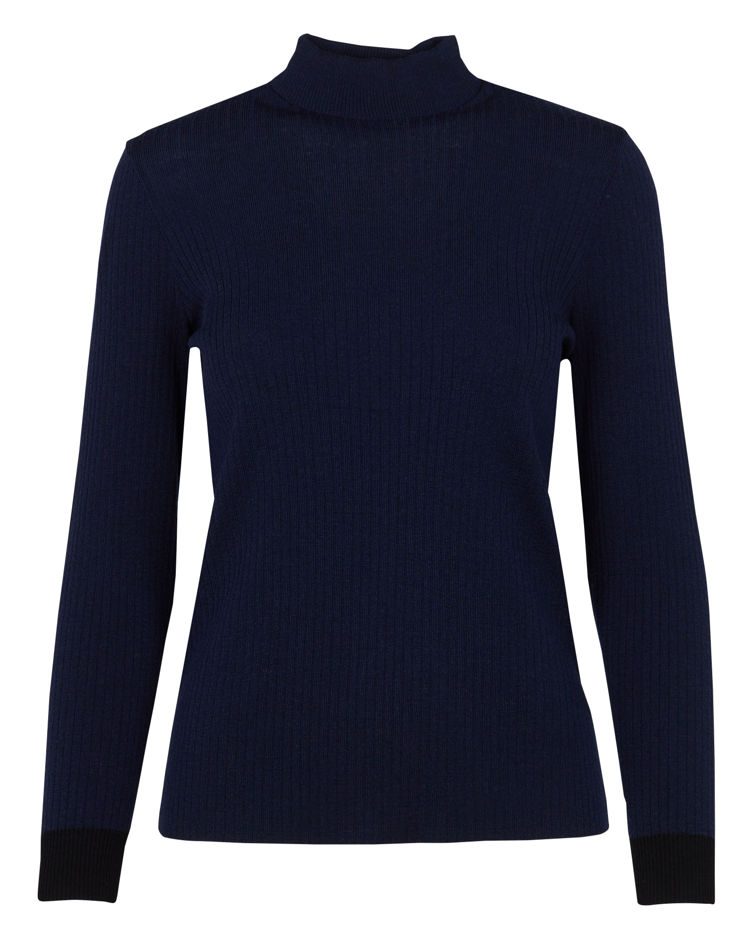 Pull col montant en laine unie I CODE Bleu