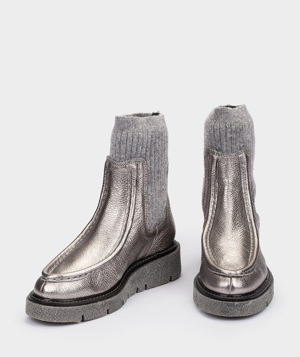 Silver metallic leather ankle boots PEDRO MIRALLES Grey