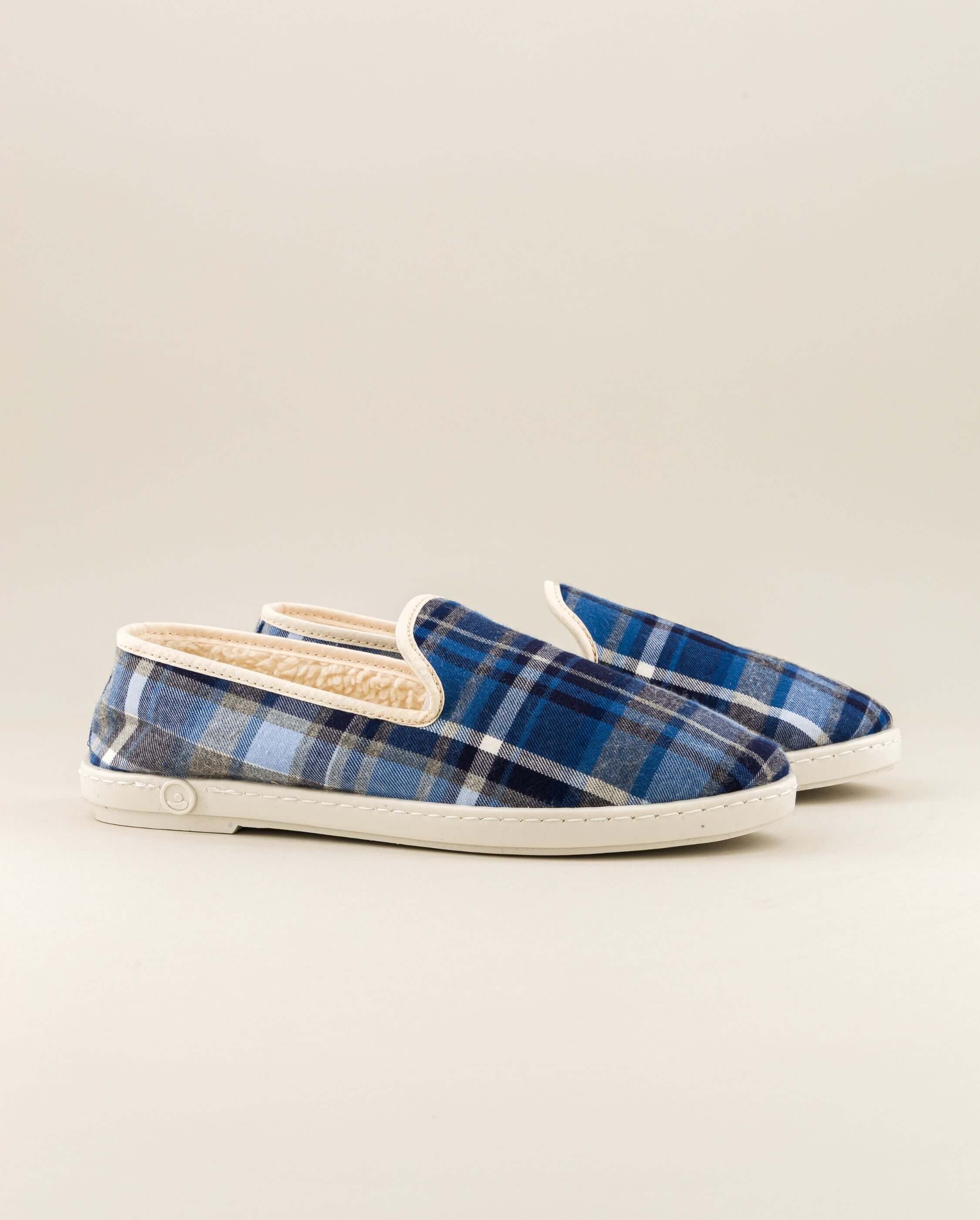 Women's organic cotton slipper, blue tartan ANGARDE Blue