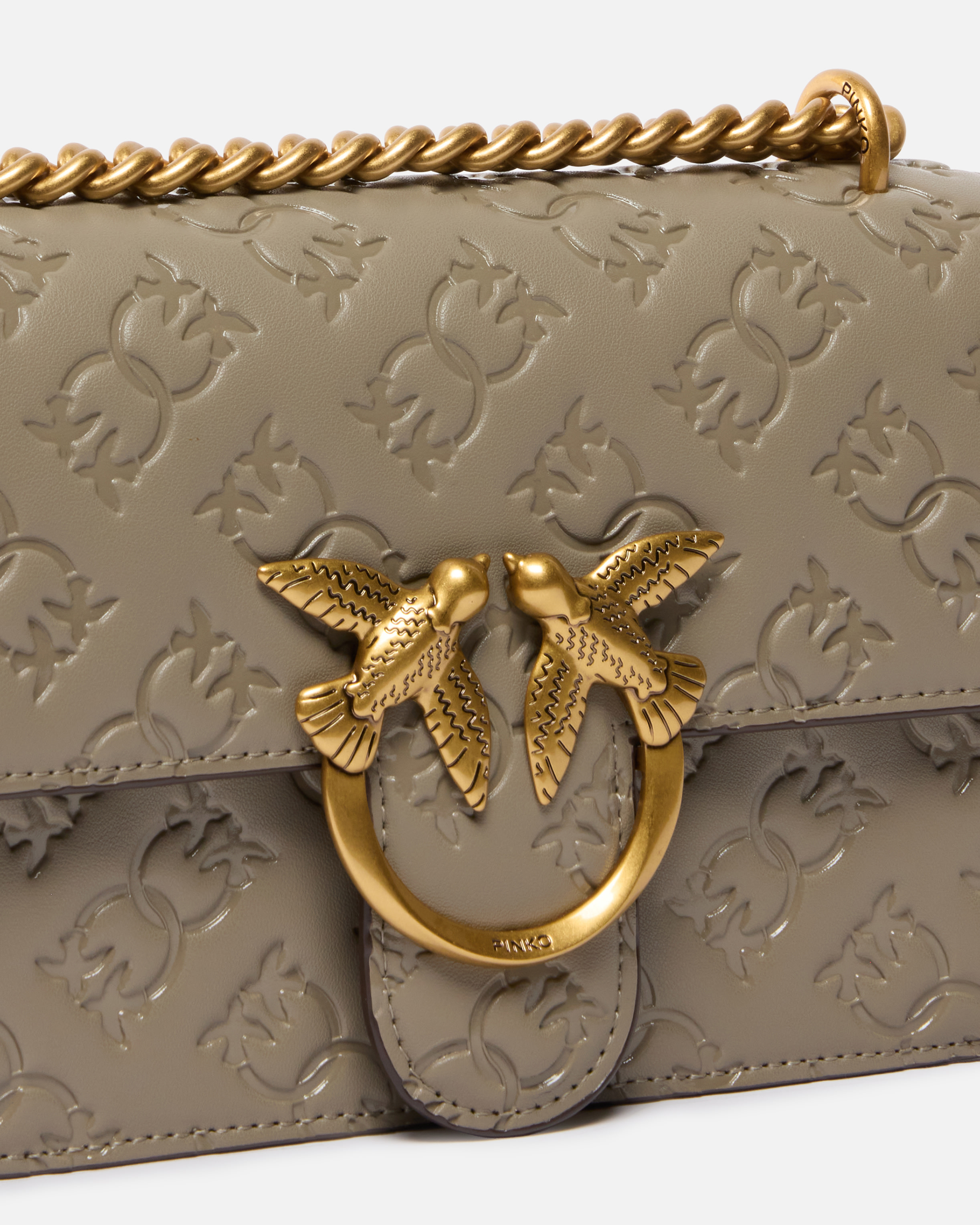 Mini shoulder bag with embossed logo love bag PINKO Brown