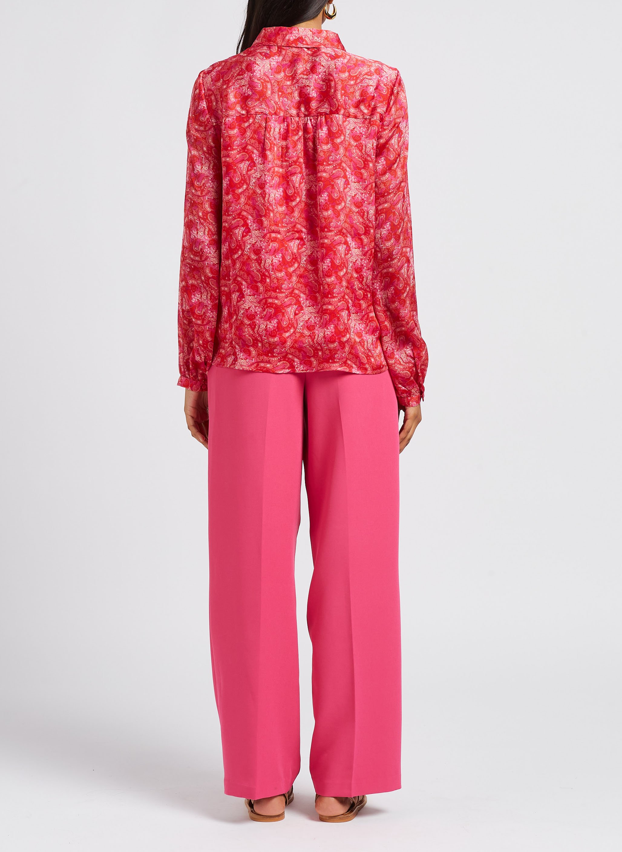 Blouse met klassieke kraag en print VILA Roze