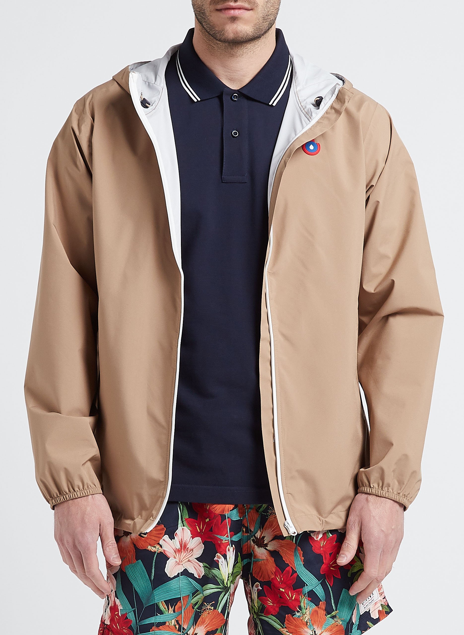 Korte regenjas met capuchon FLOTTE Beige