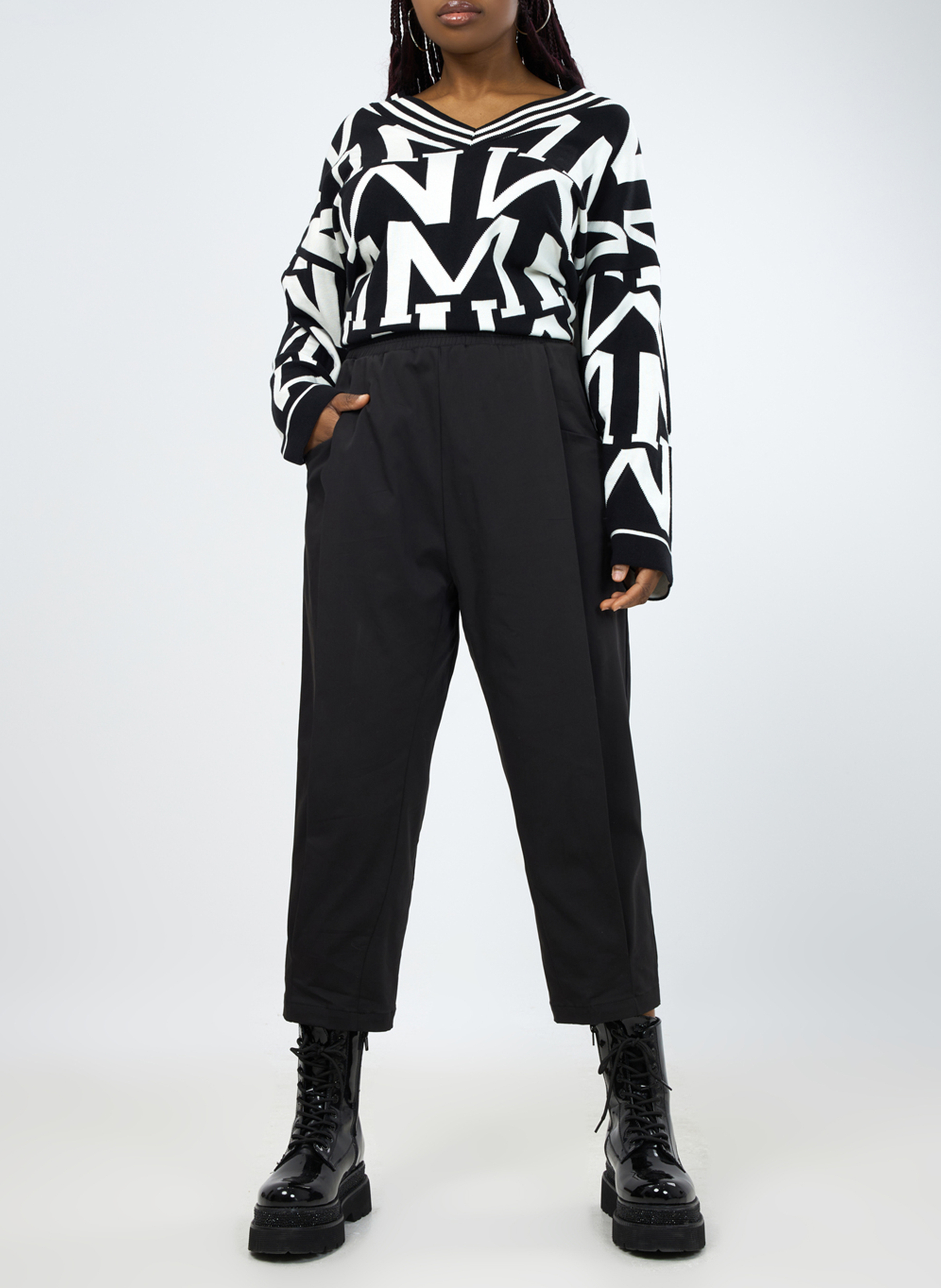 7/8-Zigarettenhose aus Baumwoll-Mix MAT FASHION Schwarz