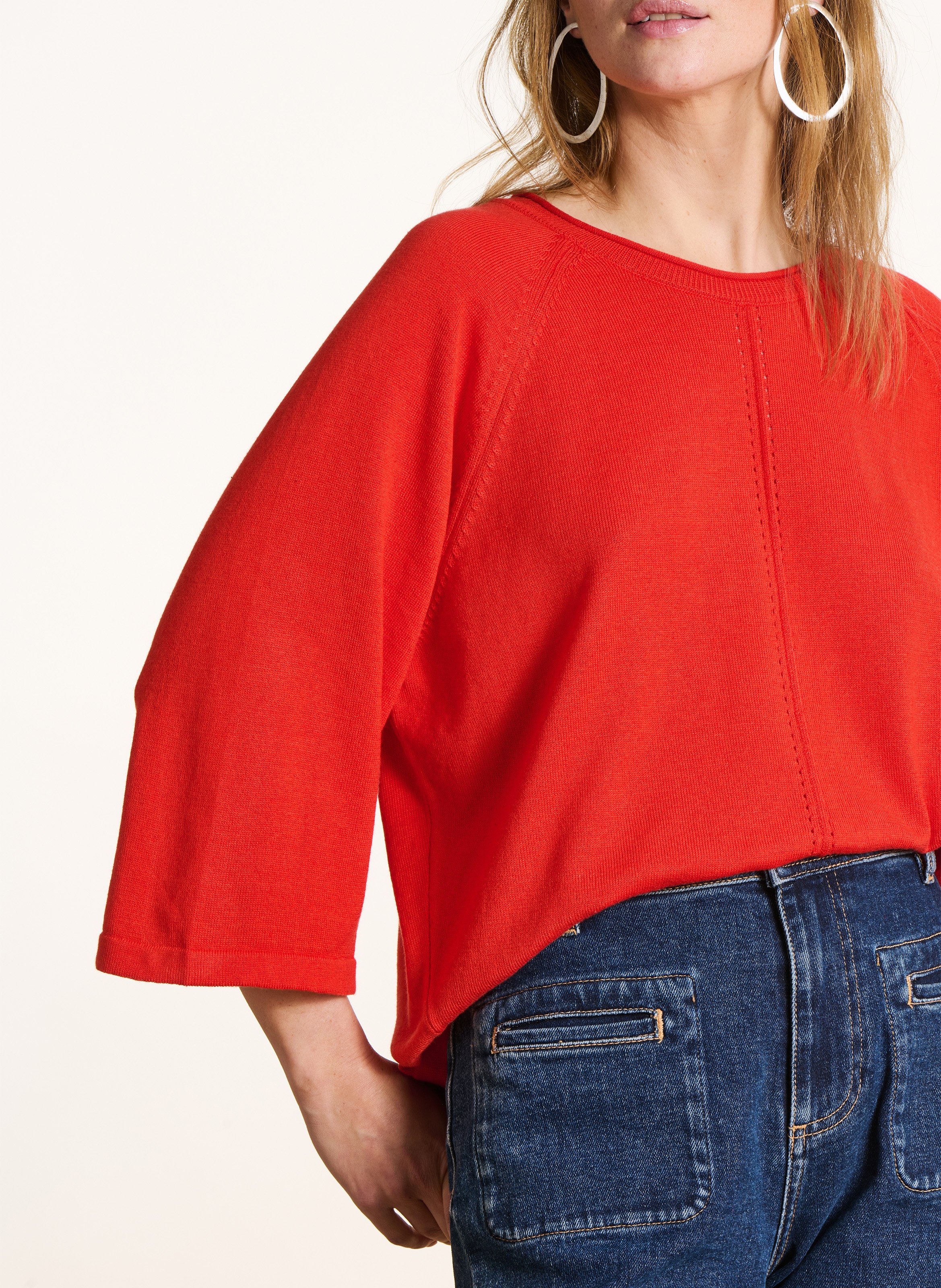 Trui oversized van fijne gebreide stof LA FEE MARABOUTEE Roze