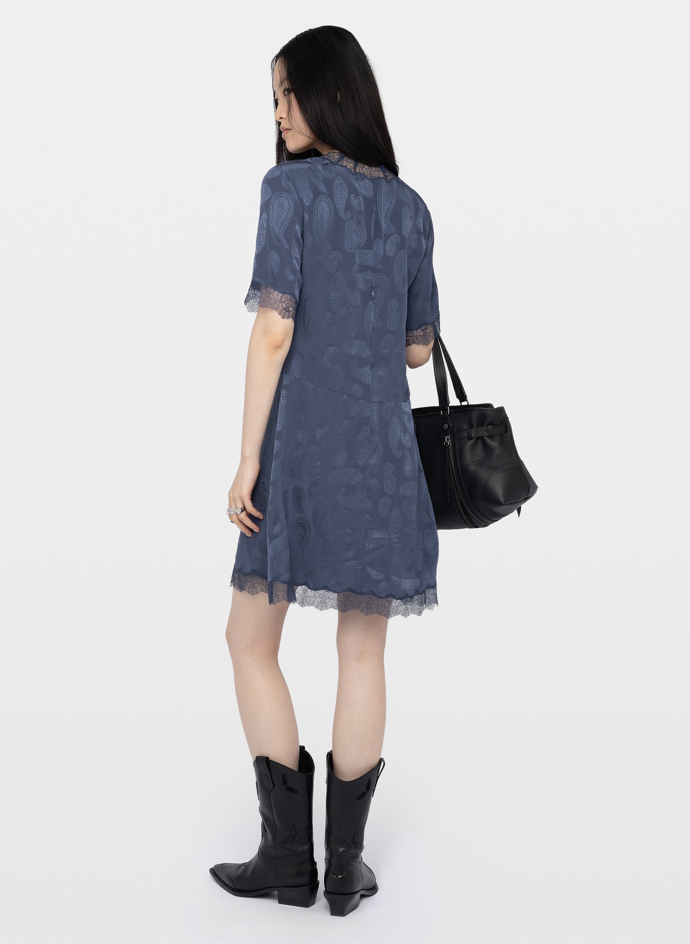 Robe courte droite en soie ZADIG&VOLTAIRE Bleu