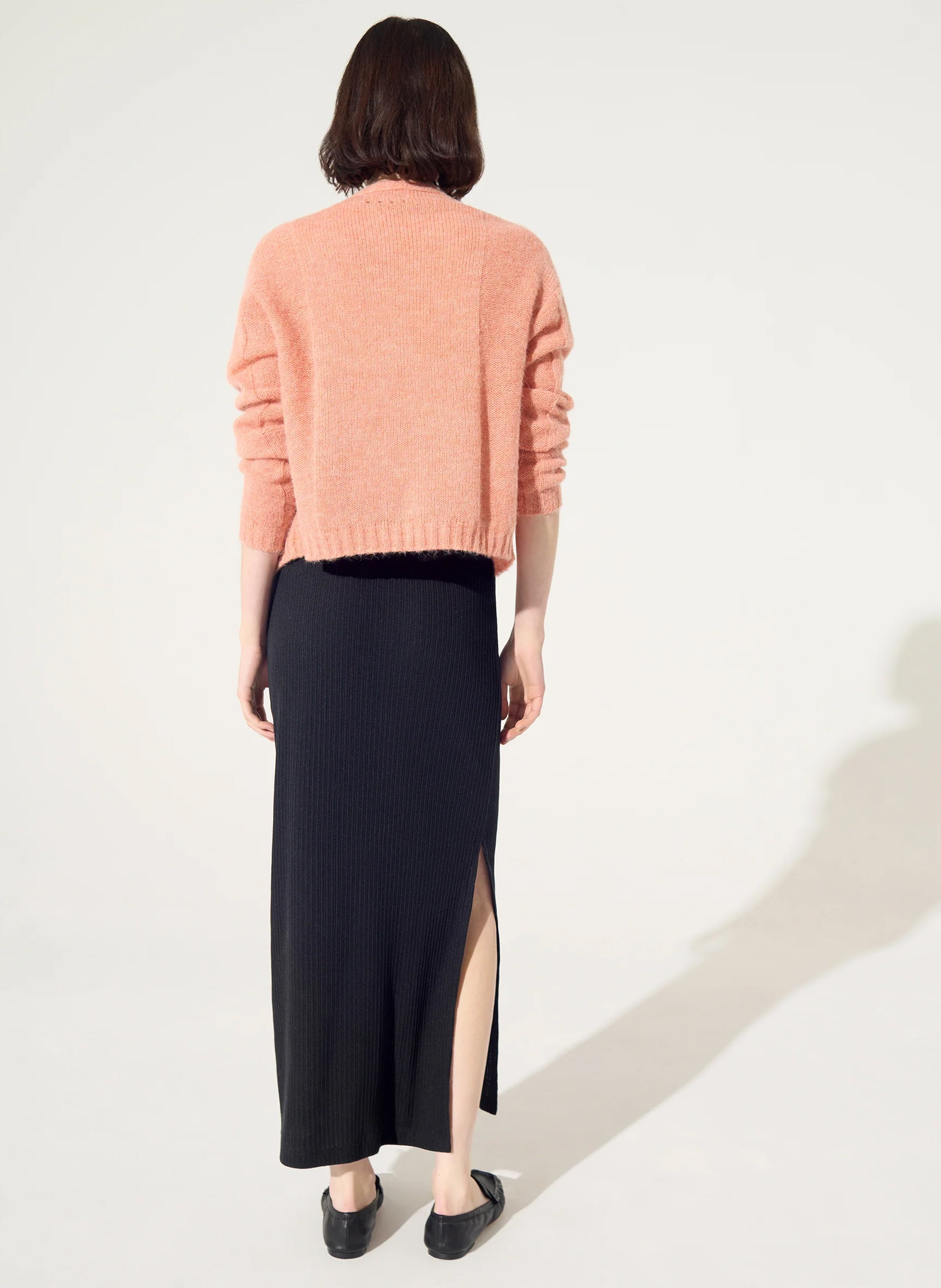 Jupe longue droite côtelée unie ACOTE Noir