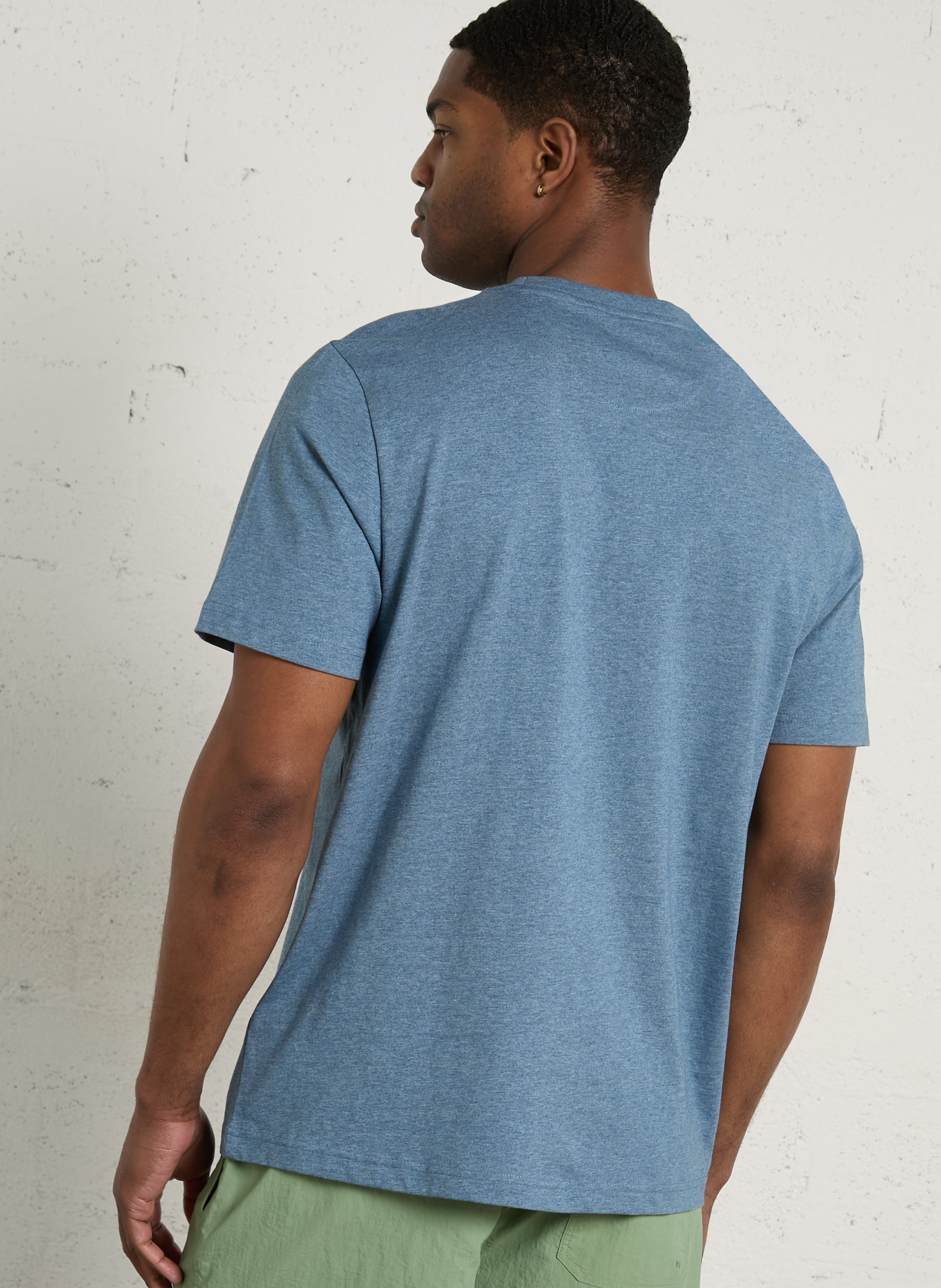 Tee-shirt col rond en coton bio FARAH Bleu