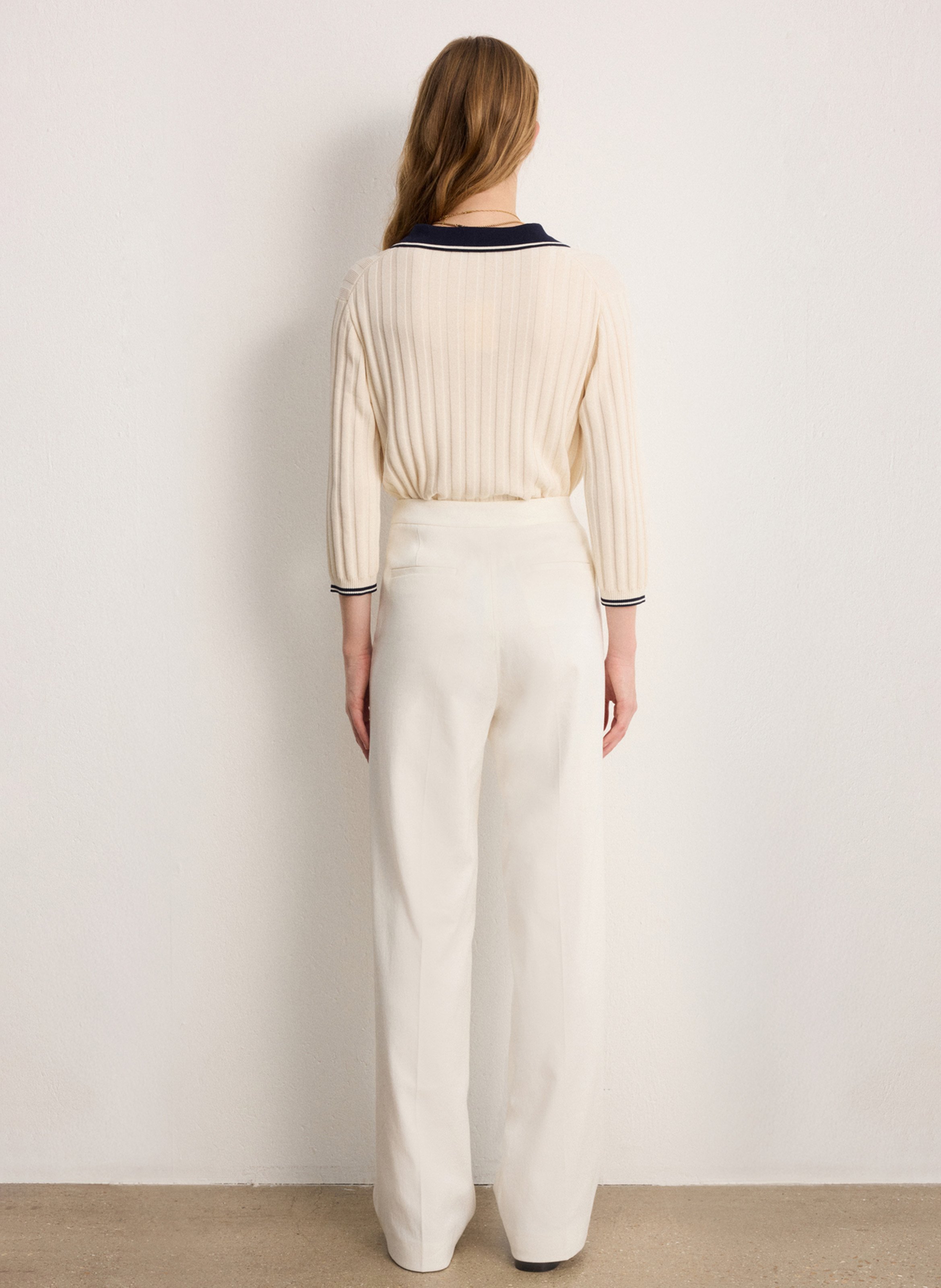 Pantalon droit en coton mélangé PABLO Beige