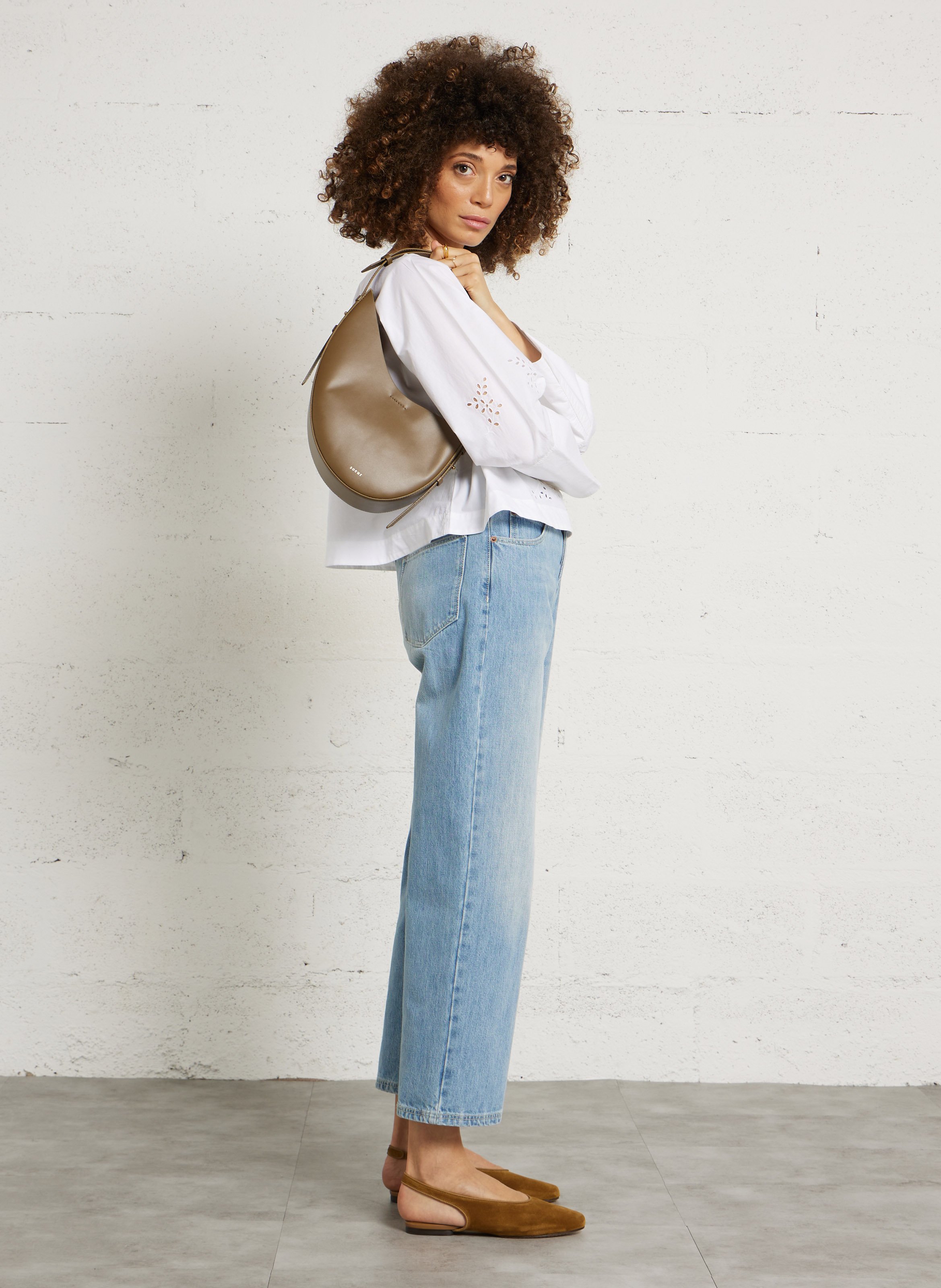 Katoenen blouse met ronde hals SOEUR Wit