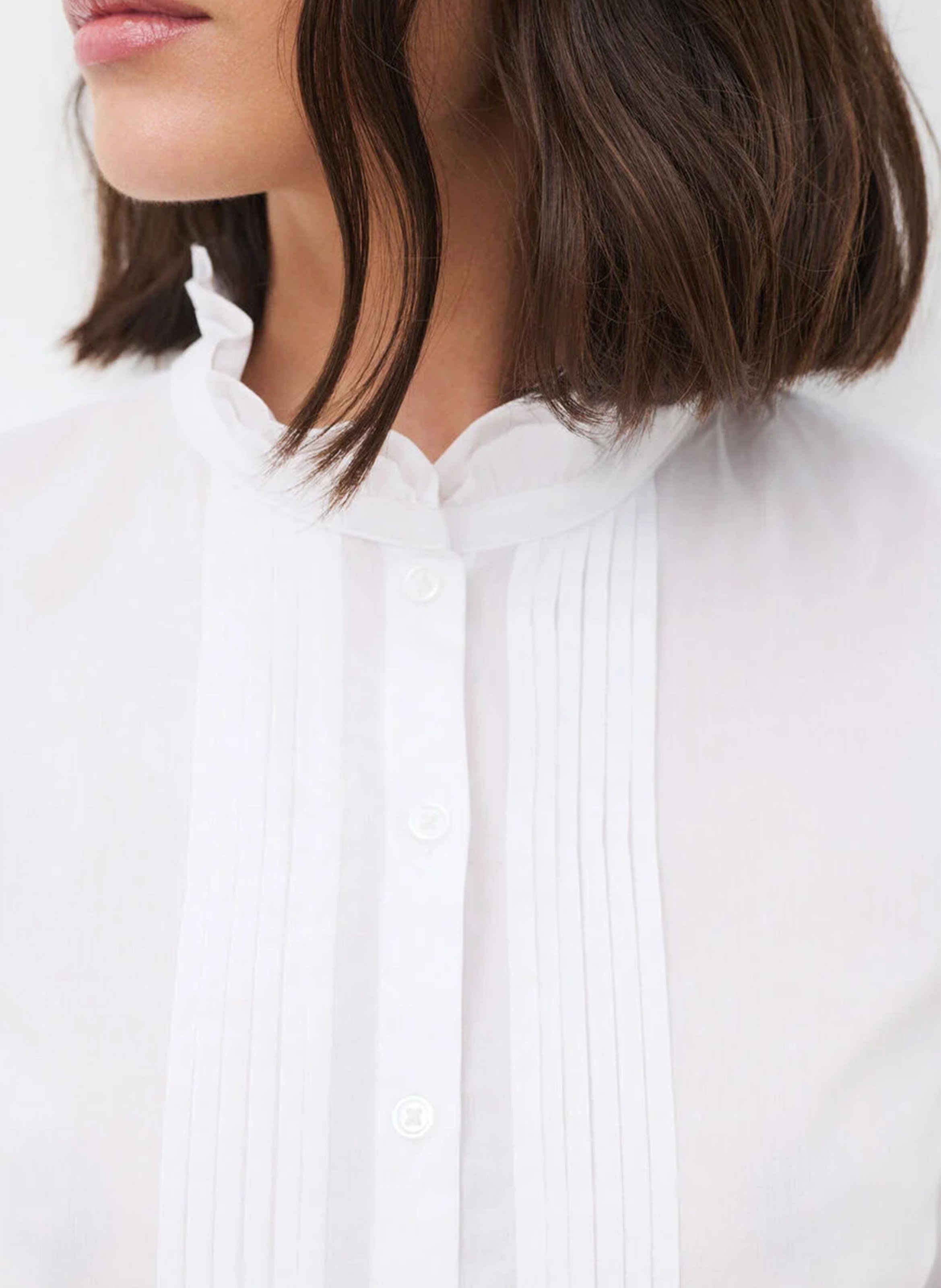 Chemise droite col victorien en coton CAROLL Blanc