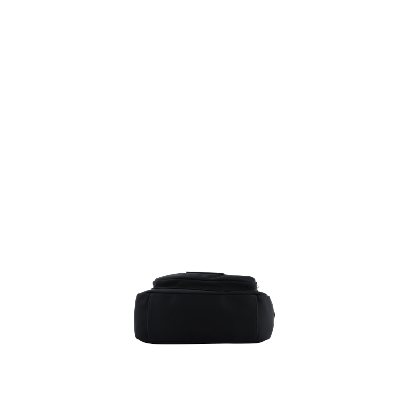 Crossbody bag in canvas trimmed with leather Black