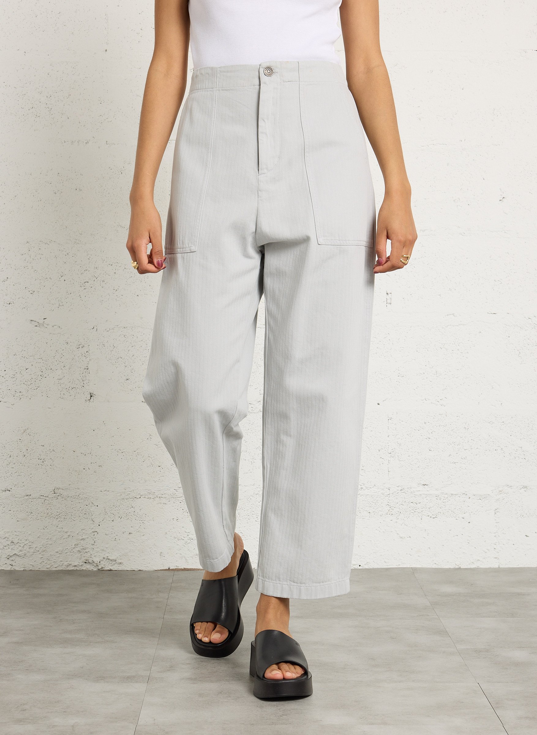 High-rise wide-leg cotton jeans MASSCOB Grey