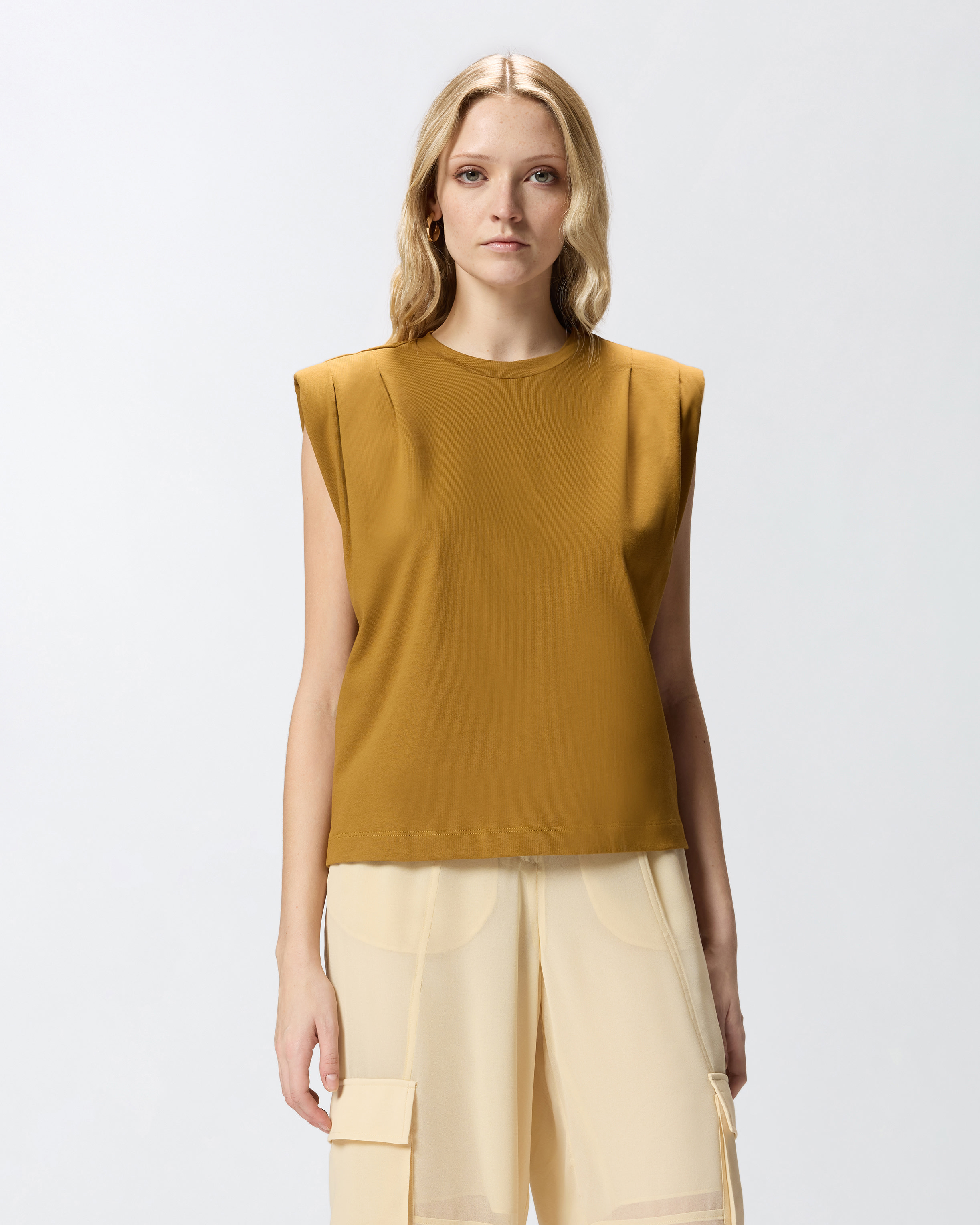 T-shirt sans manches en jersey double PINKO Orange