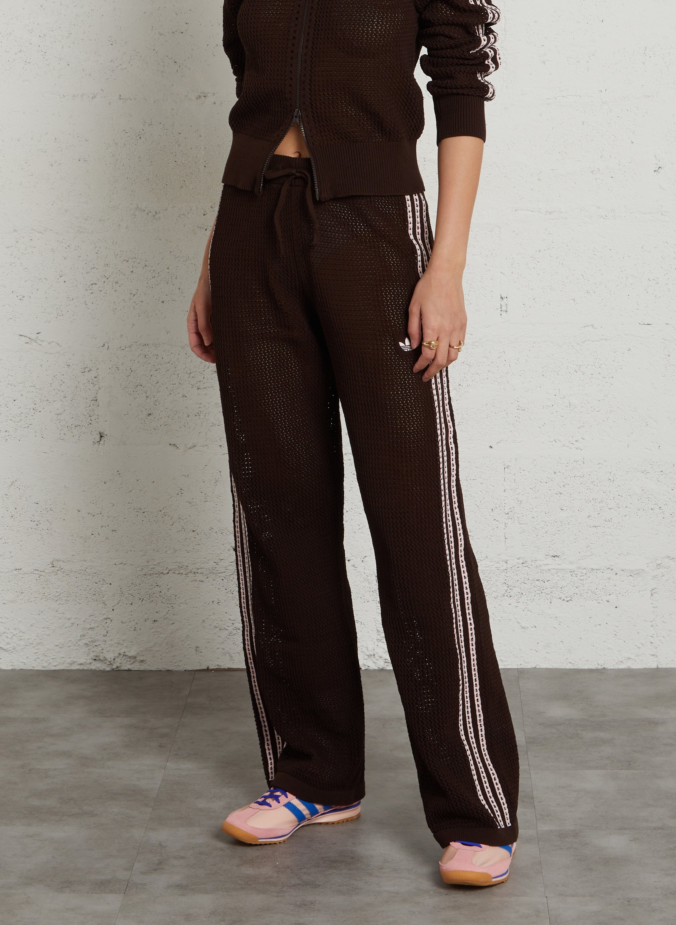 Openwork knit straight pants ADIDAS Brown