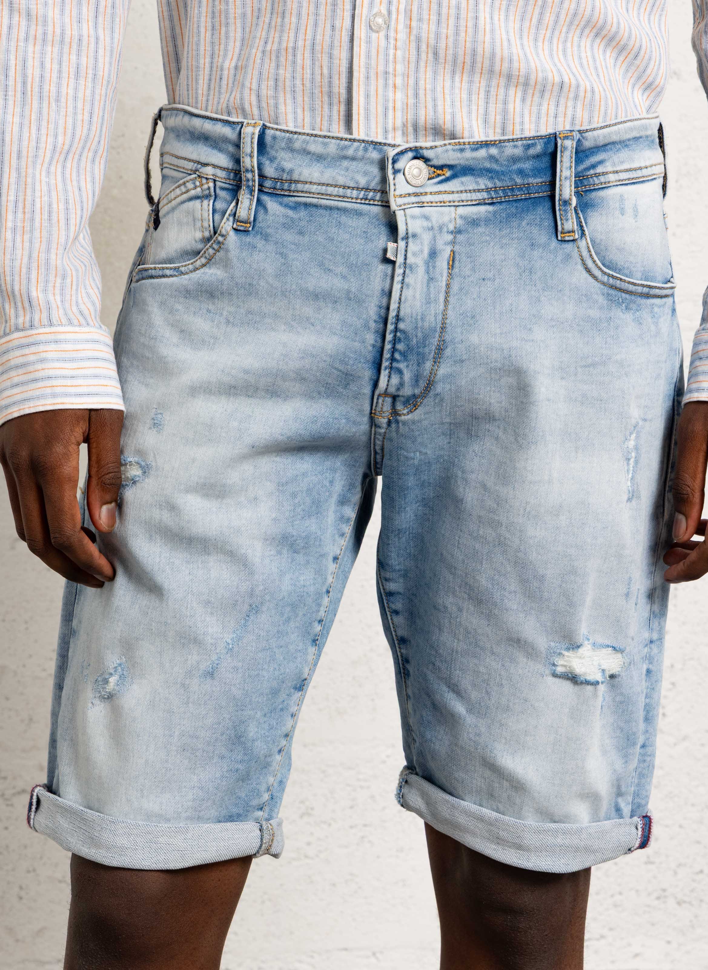 Bermuda droit en coton mélangé LE TEMPS DES CERISES Bleu