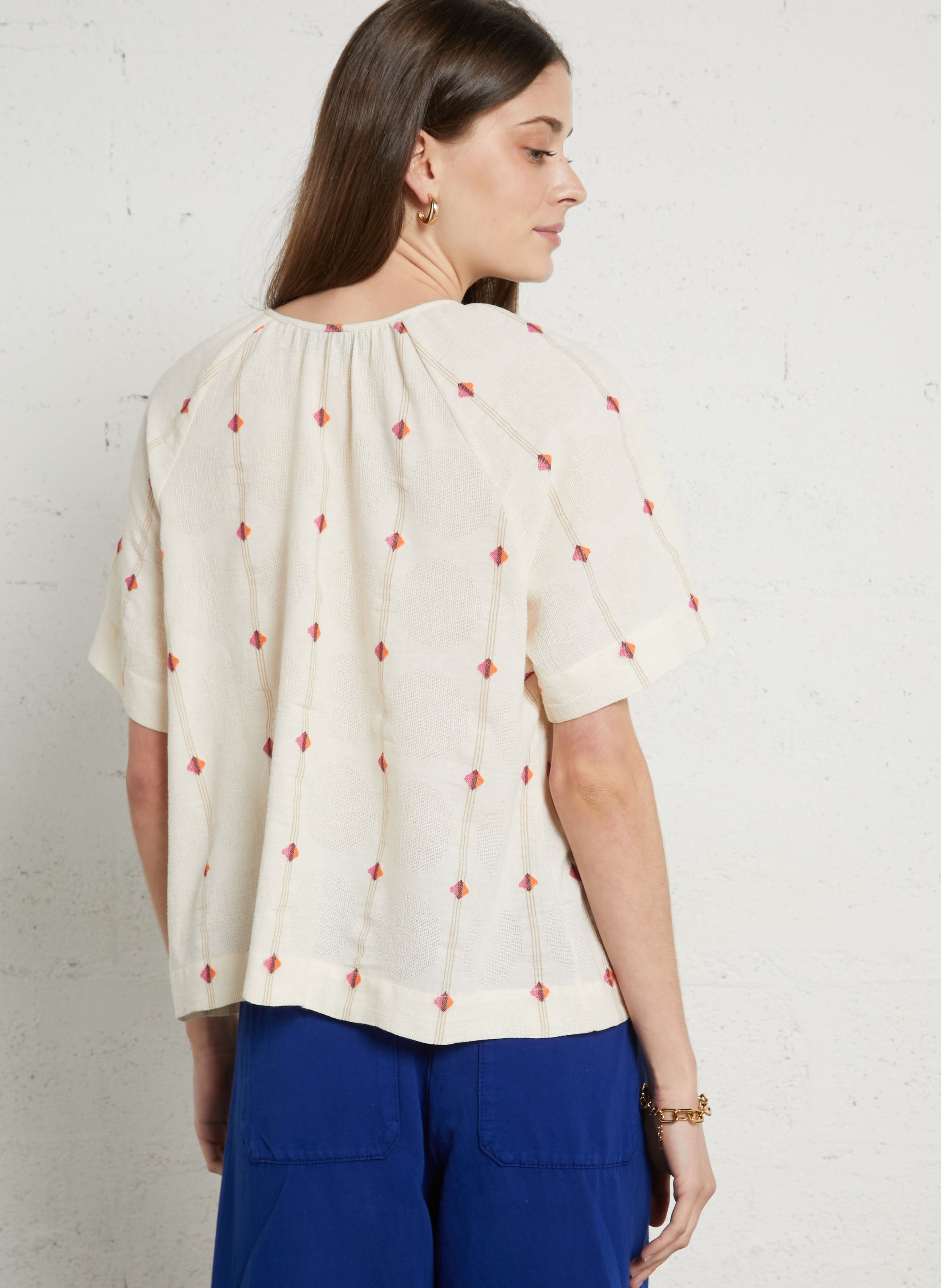 Blouse manches courtes imprimée TINSELS Beige