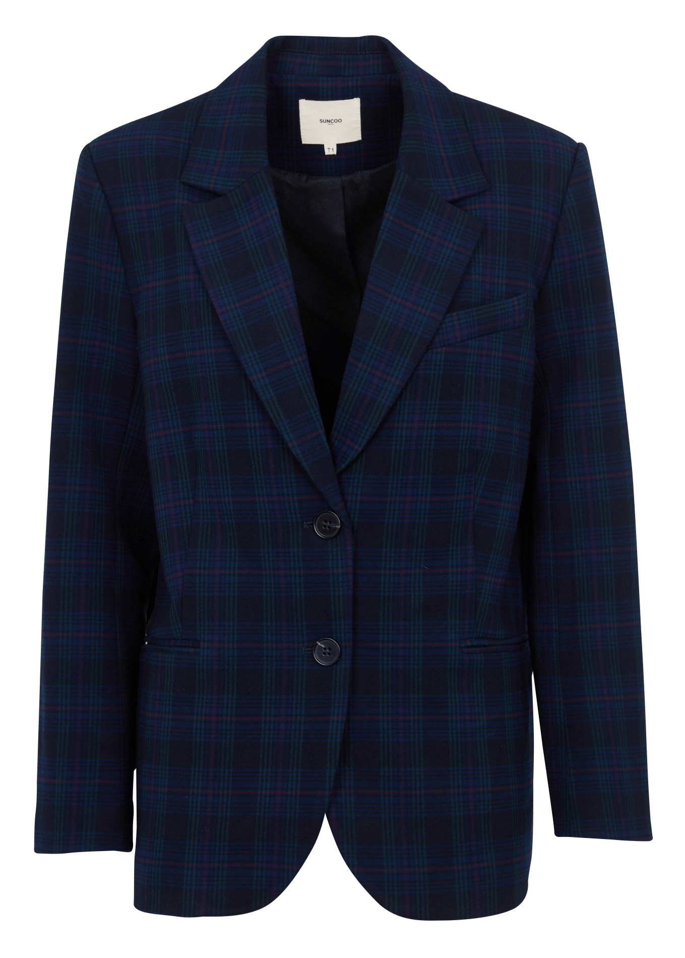 Straight check tailored jacket SUNCOO Blue