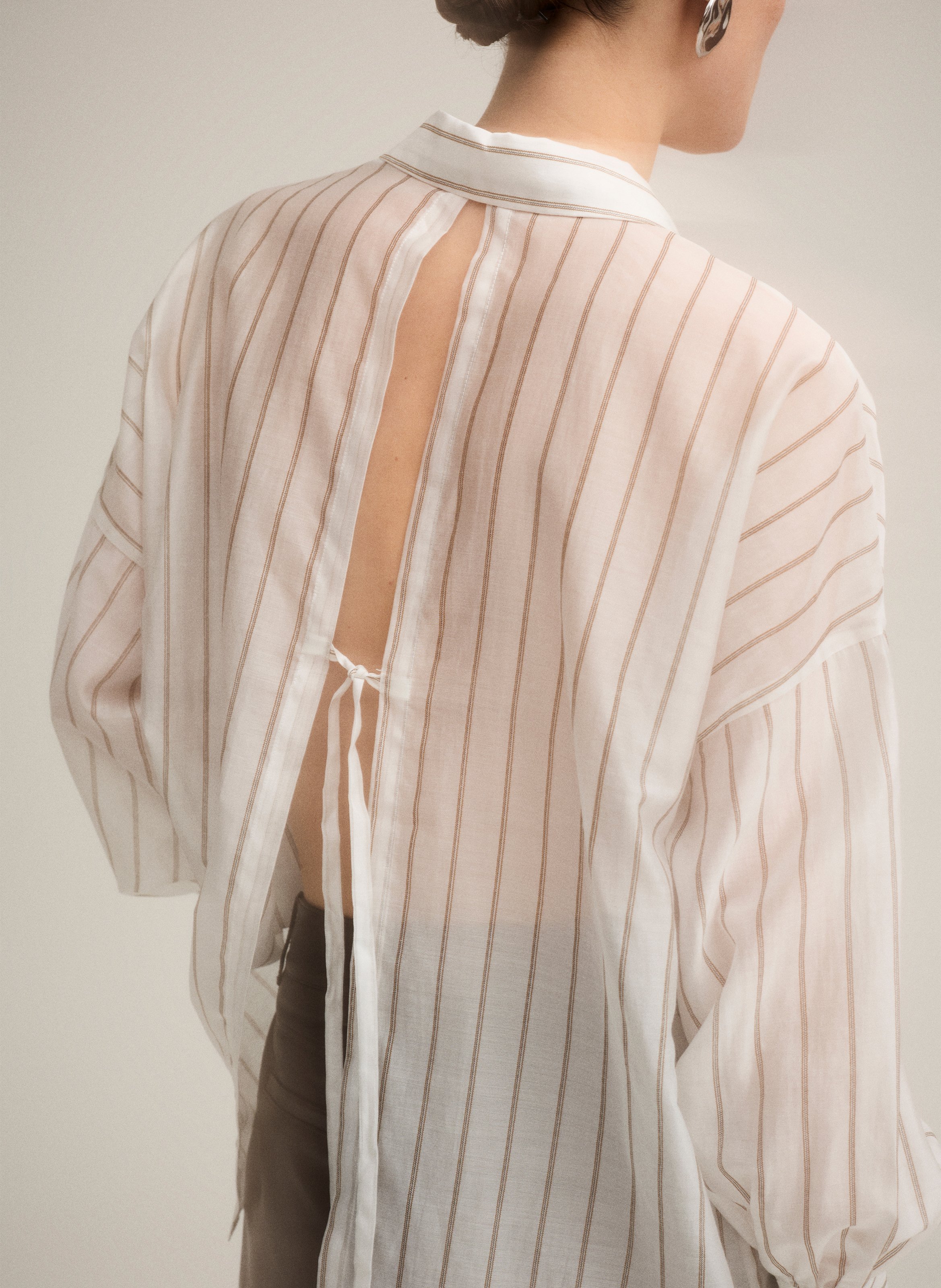 Loose-fit striped shirt ROUGE EDIT Beige