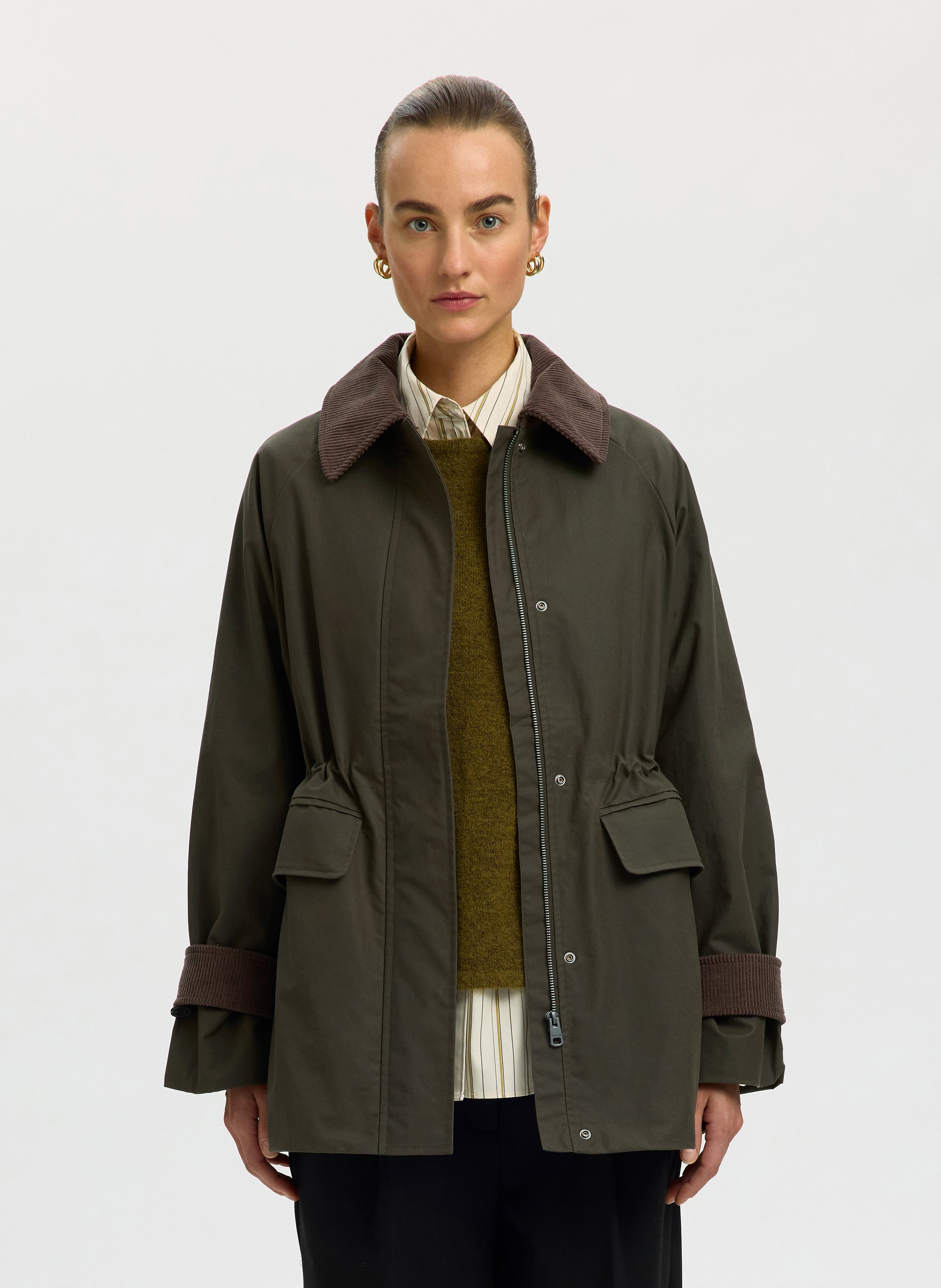 Gerade Baumwolljacke SELECTED Grun