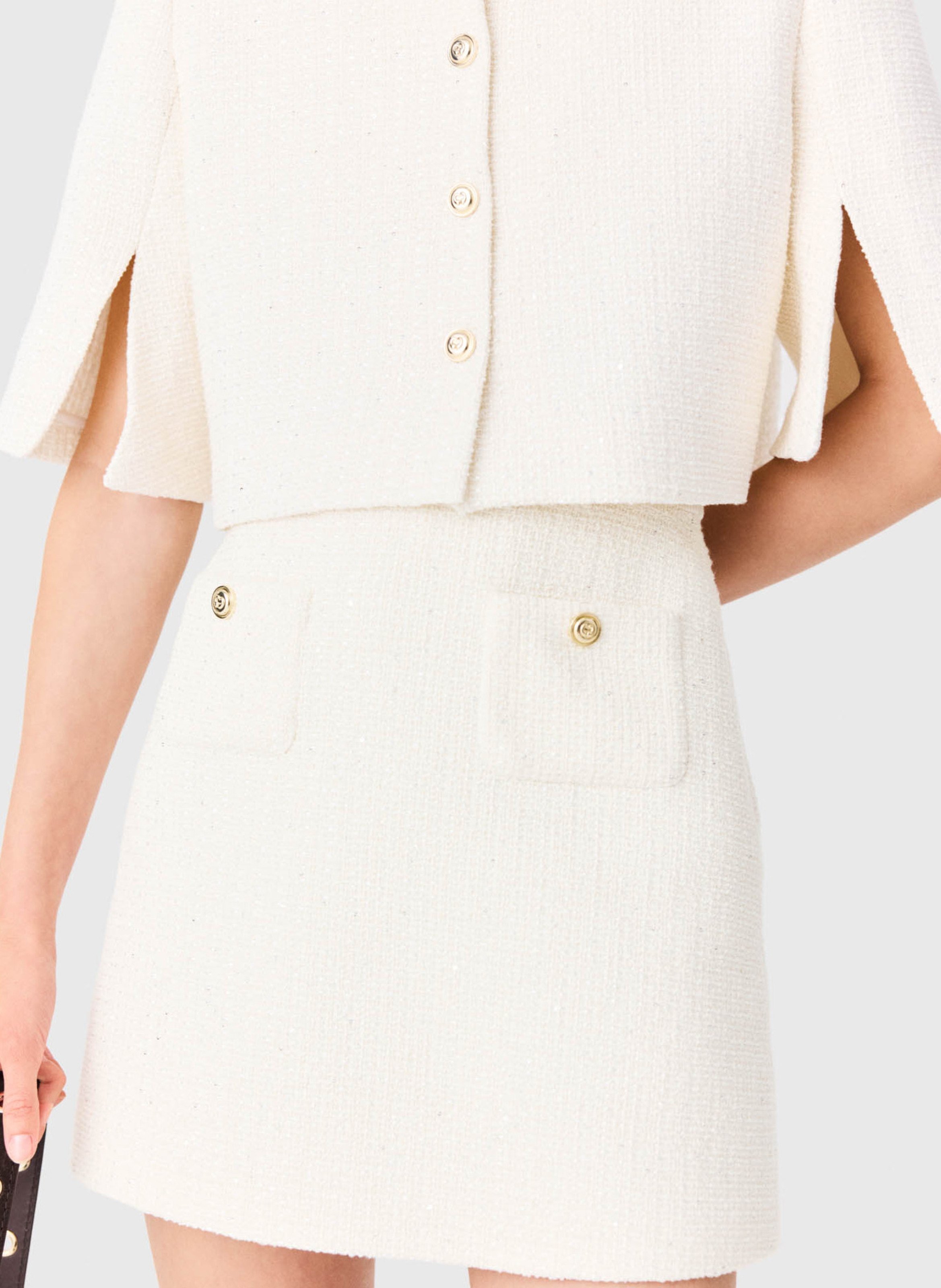 Korte jurk met optische illusie in gemengd katoen MAJE Beige