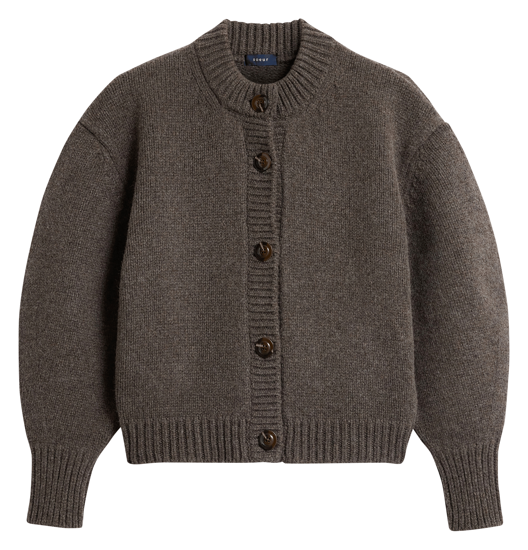 Cardigan col rond en laine SOEUR Marron
