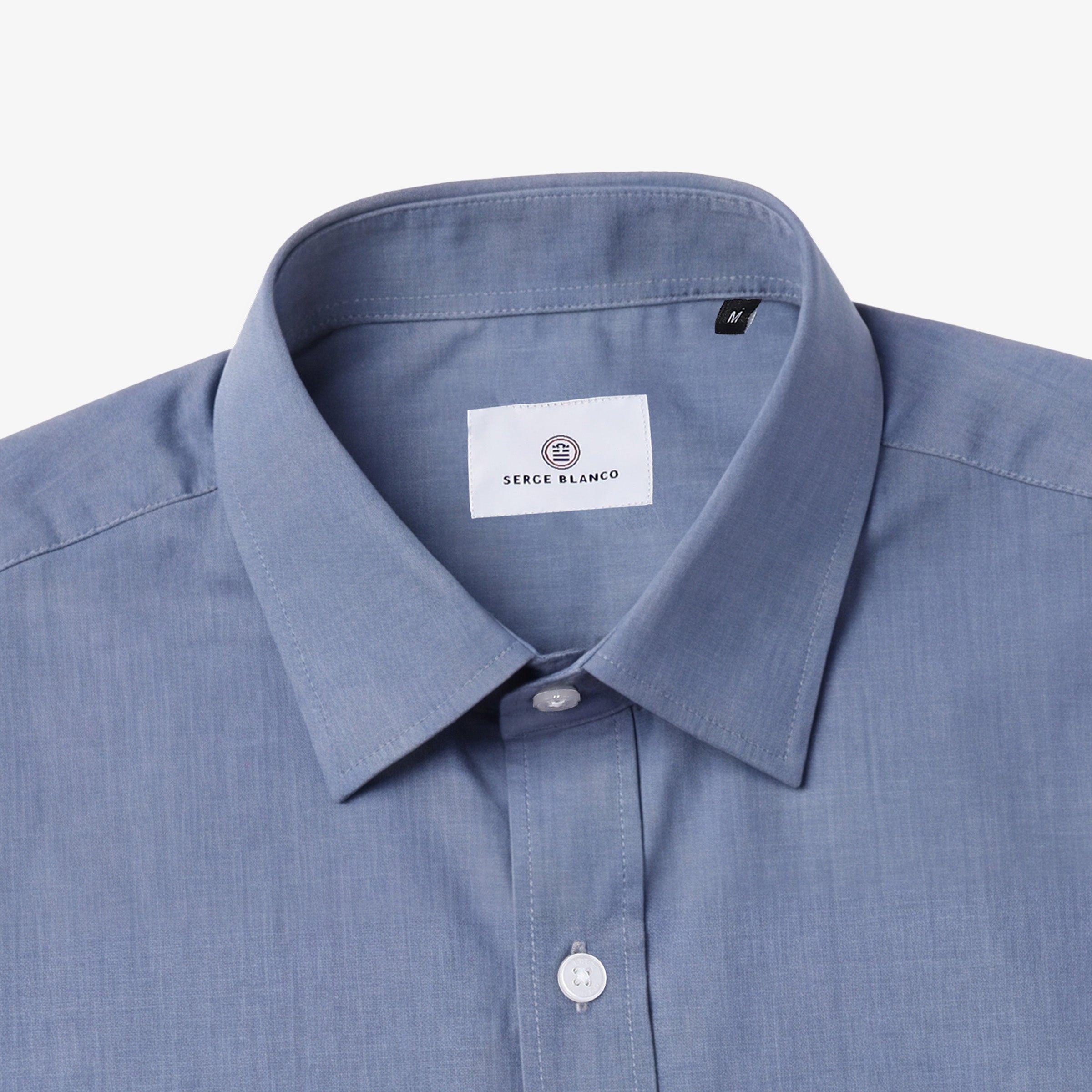 Chemise manches longues en coton bleue avec poche poitrine SERGE BLANCO Bleu