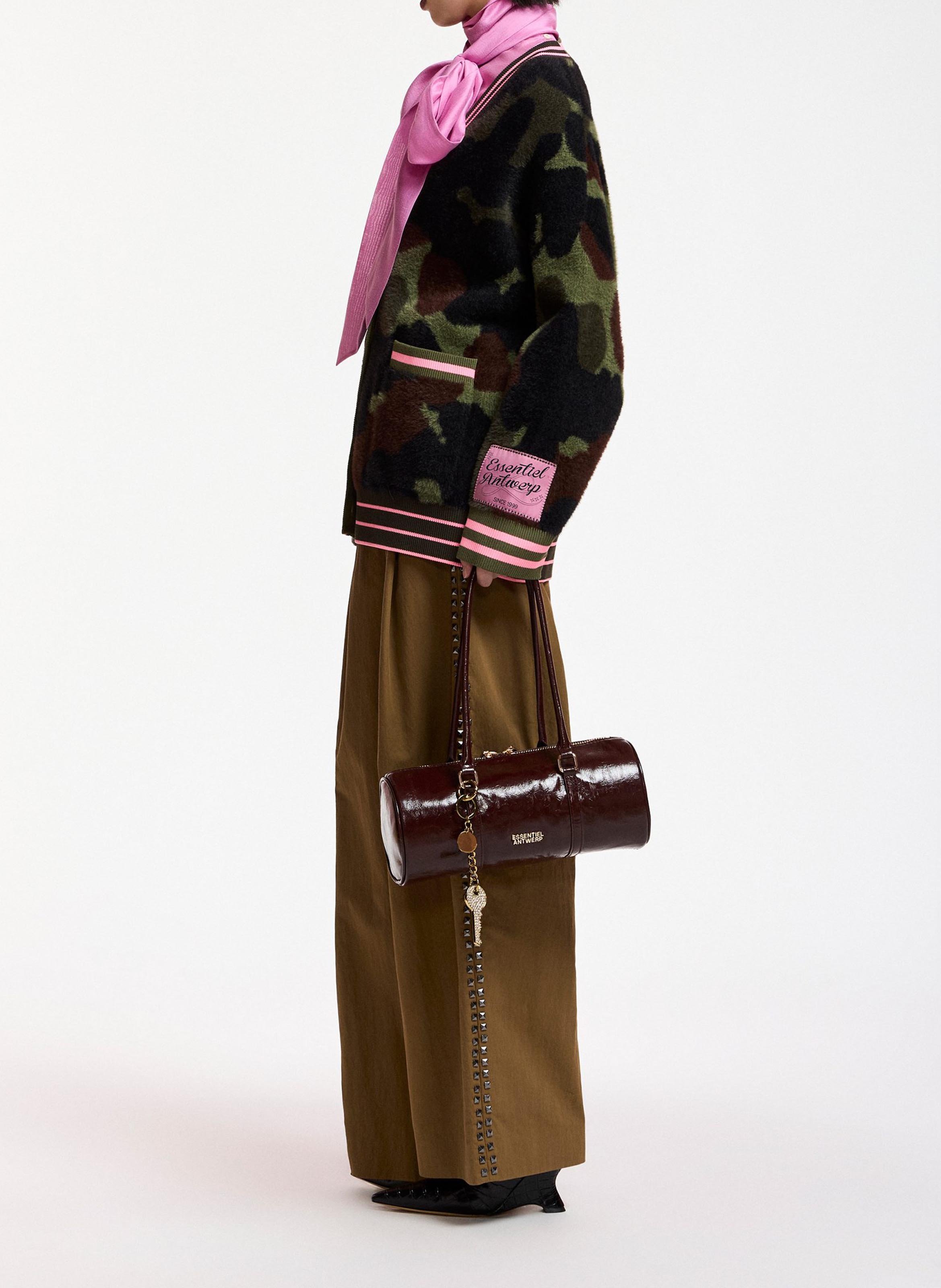 Cardigan ample col v motif camouflage ESSENTIEL ANTWERP Vert