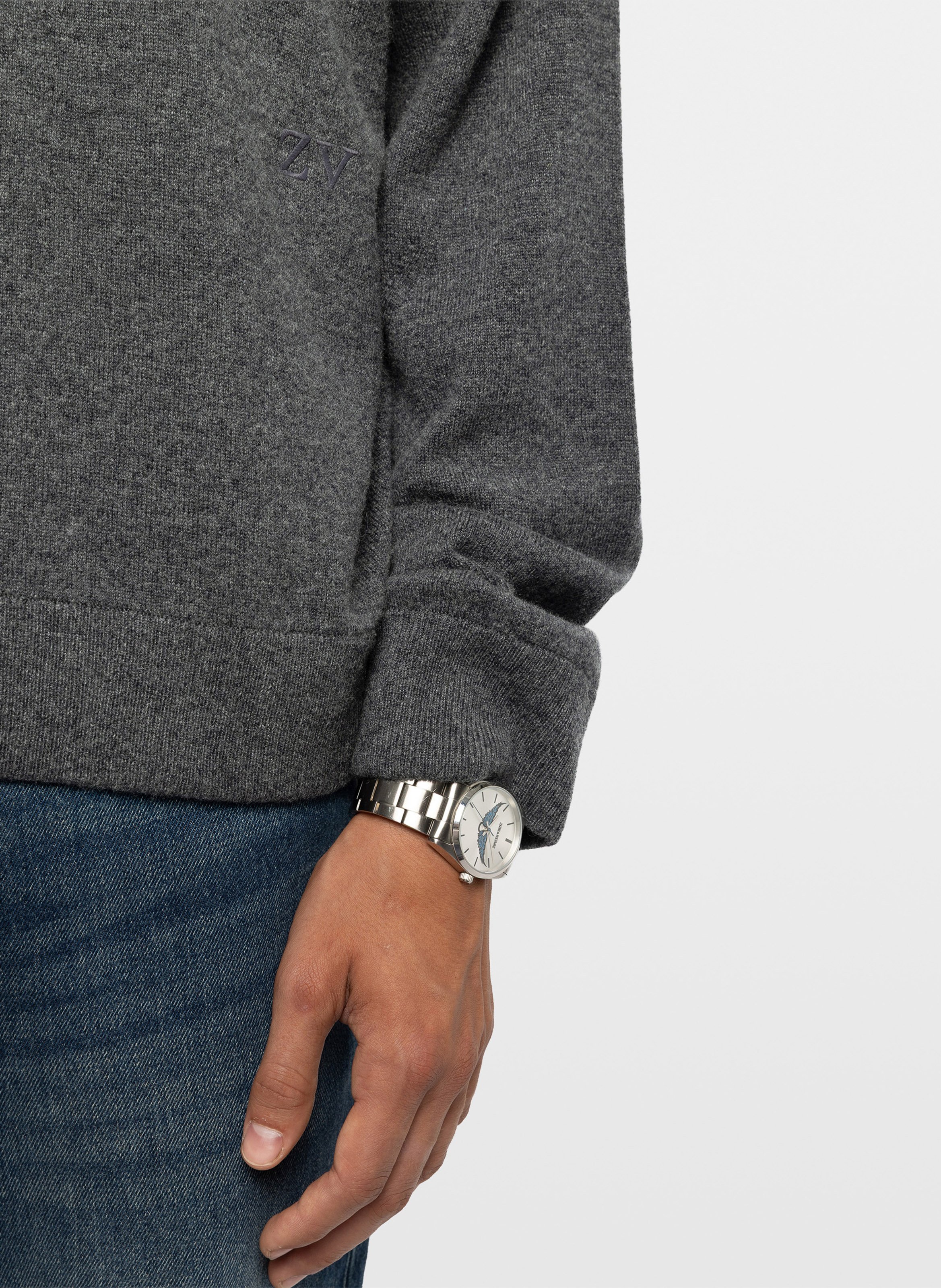 Gerade geschnittener Pullover aus Wollmix mit Rundhalsausschnitt ZADIG&VOLTAIRE Grau