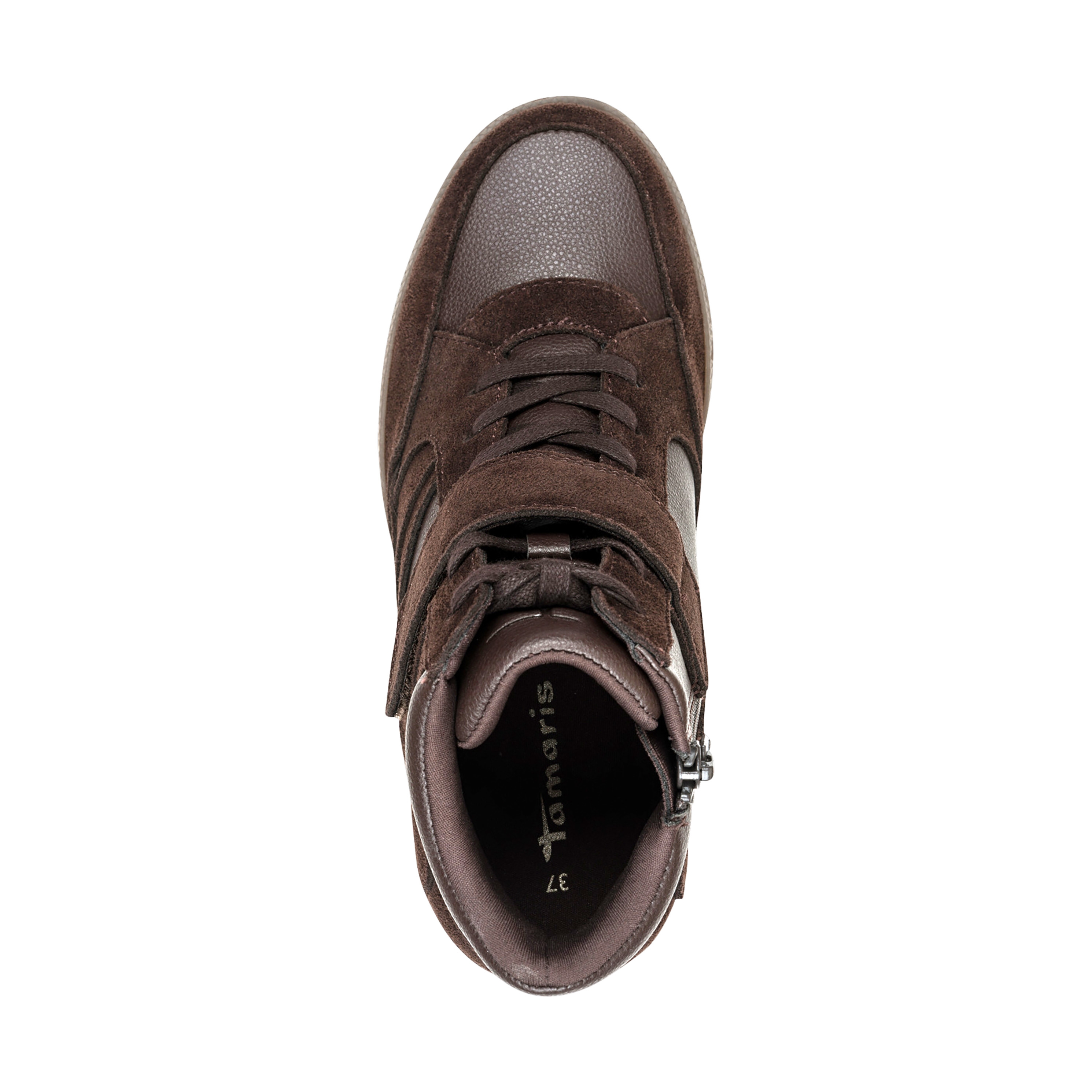 High-top leather sneakers TAMARIS Brown
