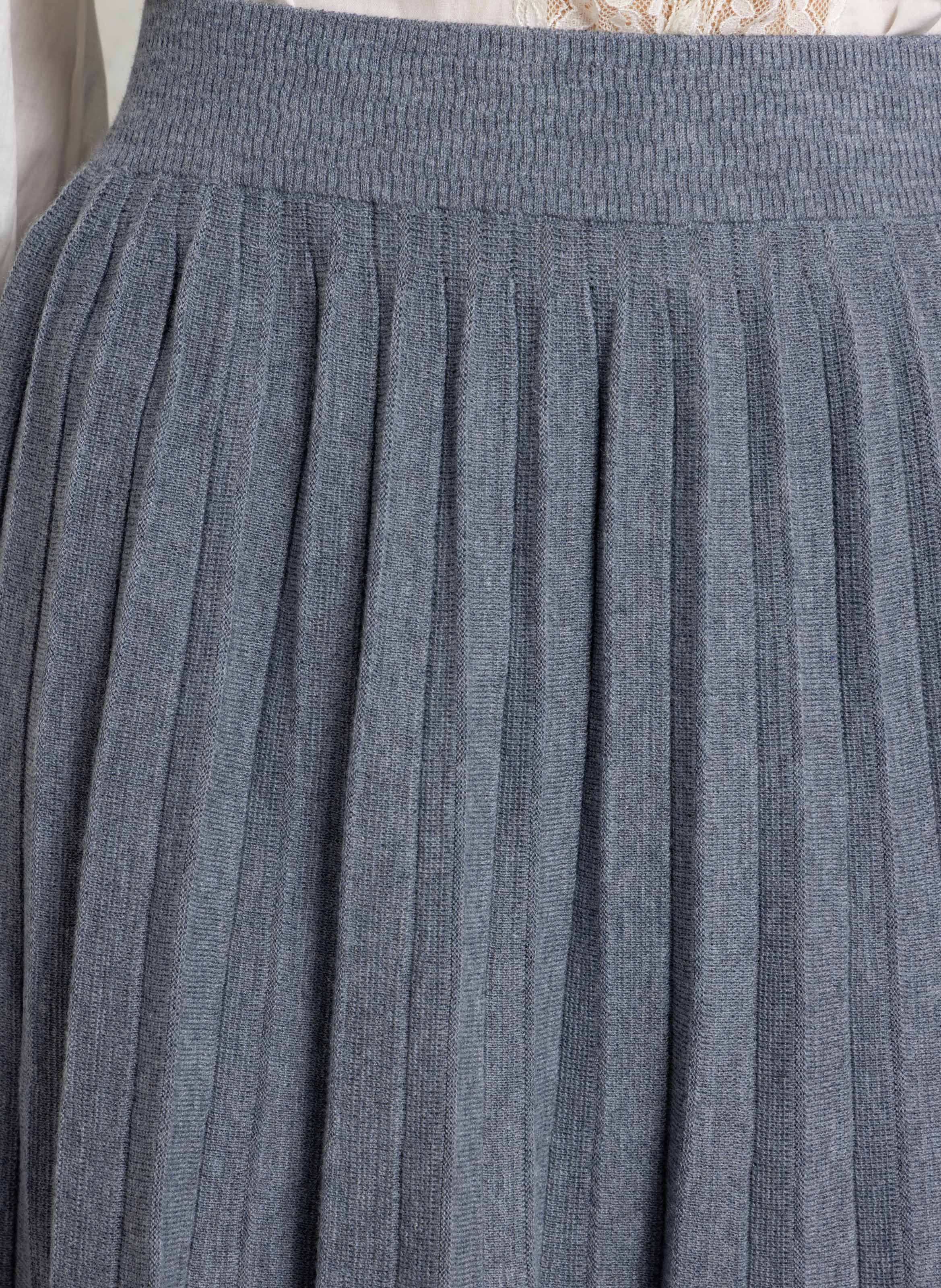 Jupe midi plissée en maille PETITE MENDIGOTE Gris
