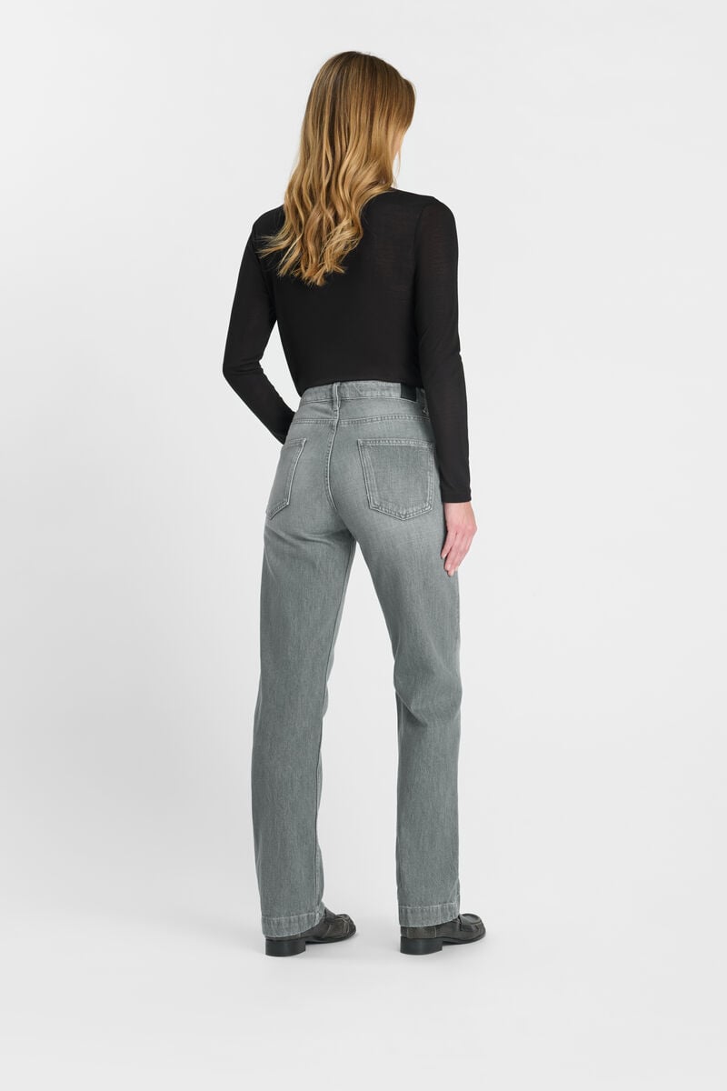 High-waisted straight-leg zip jeans LE TEMPS DES CERISES Grey